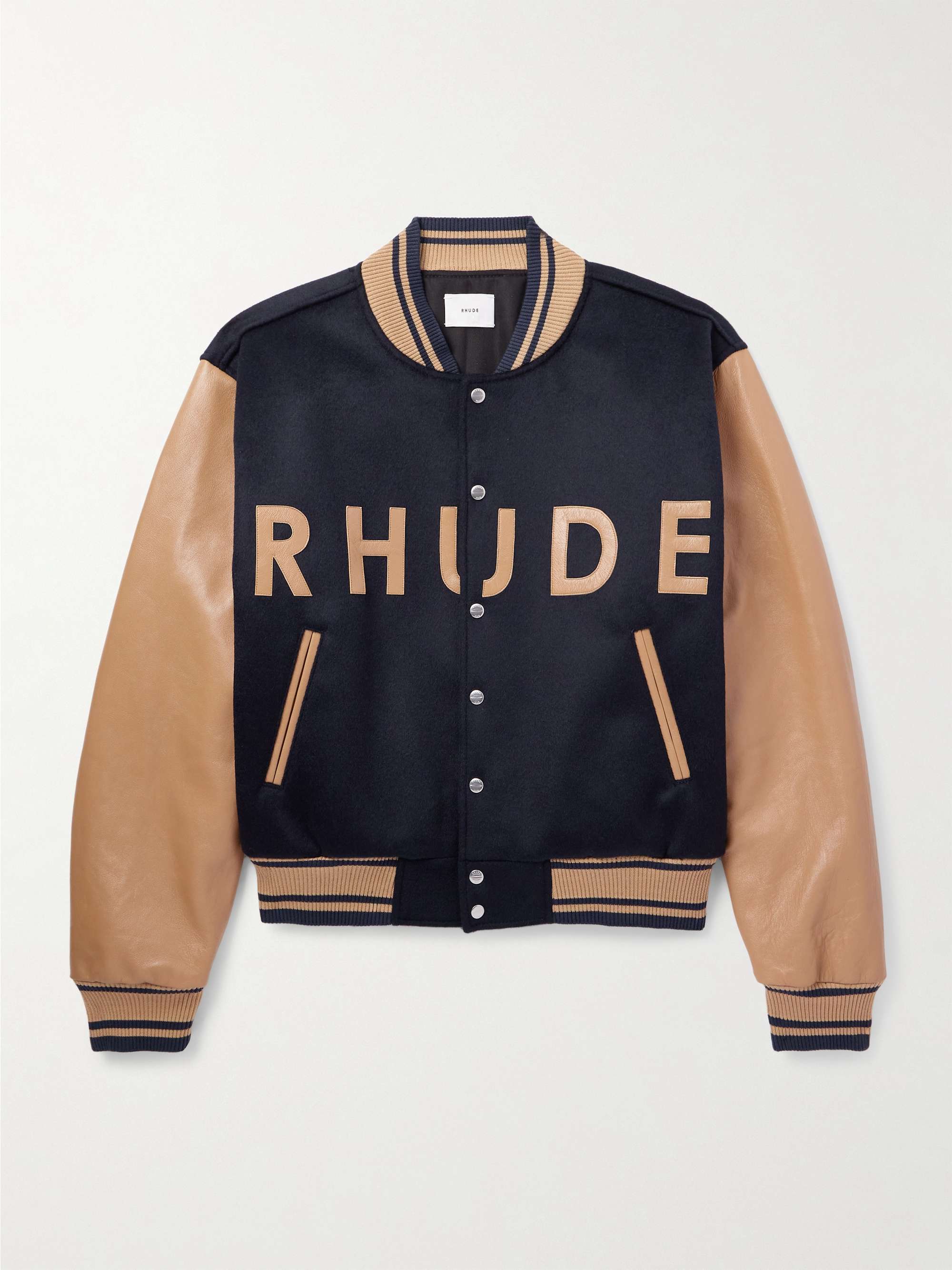 Logo-Appliquéd Wool-Felt and Leather Varsity Jacket view