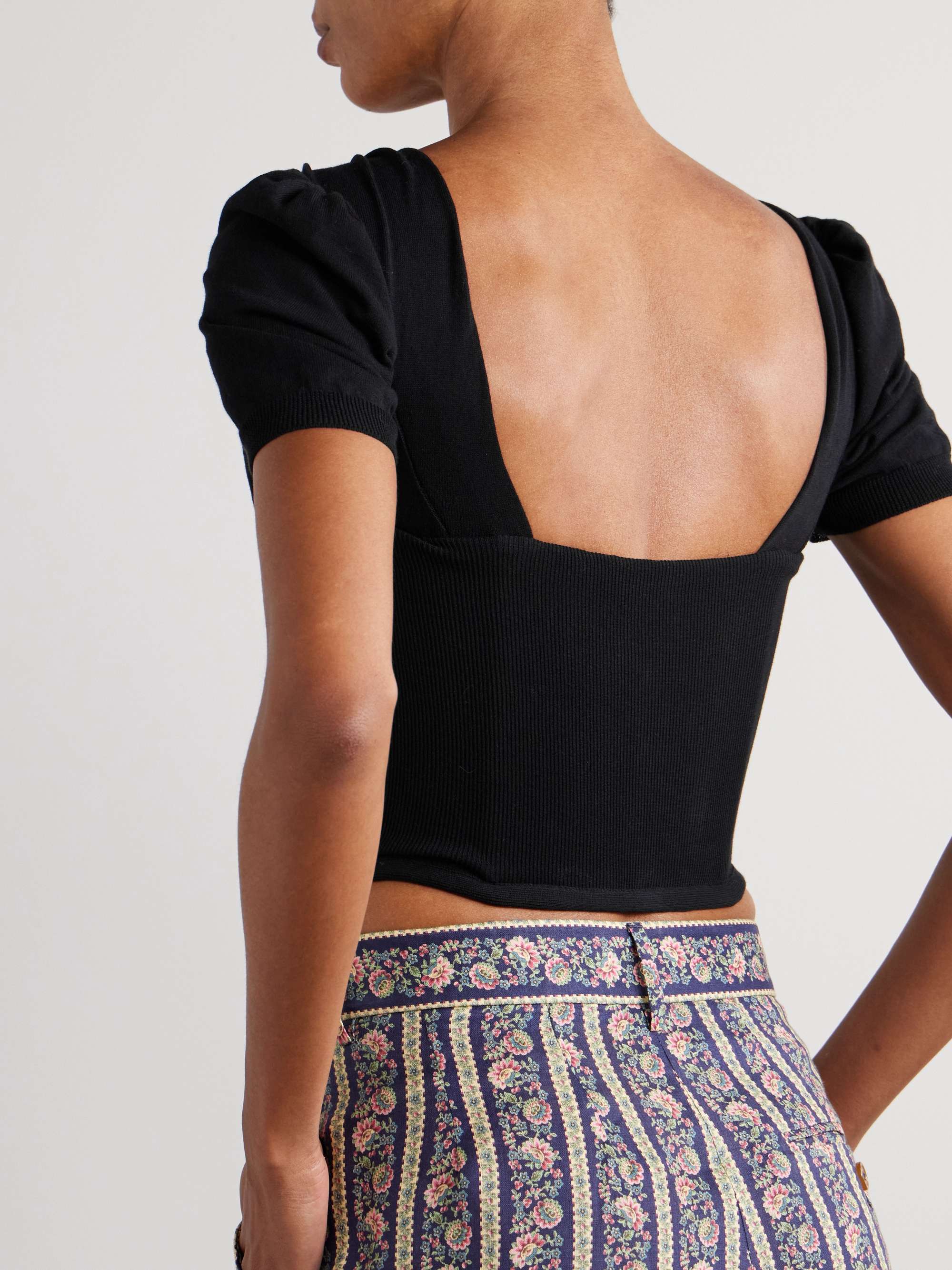 Bea printed draped cotton top view