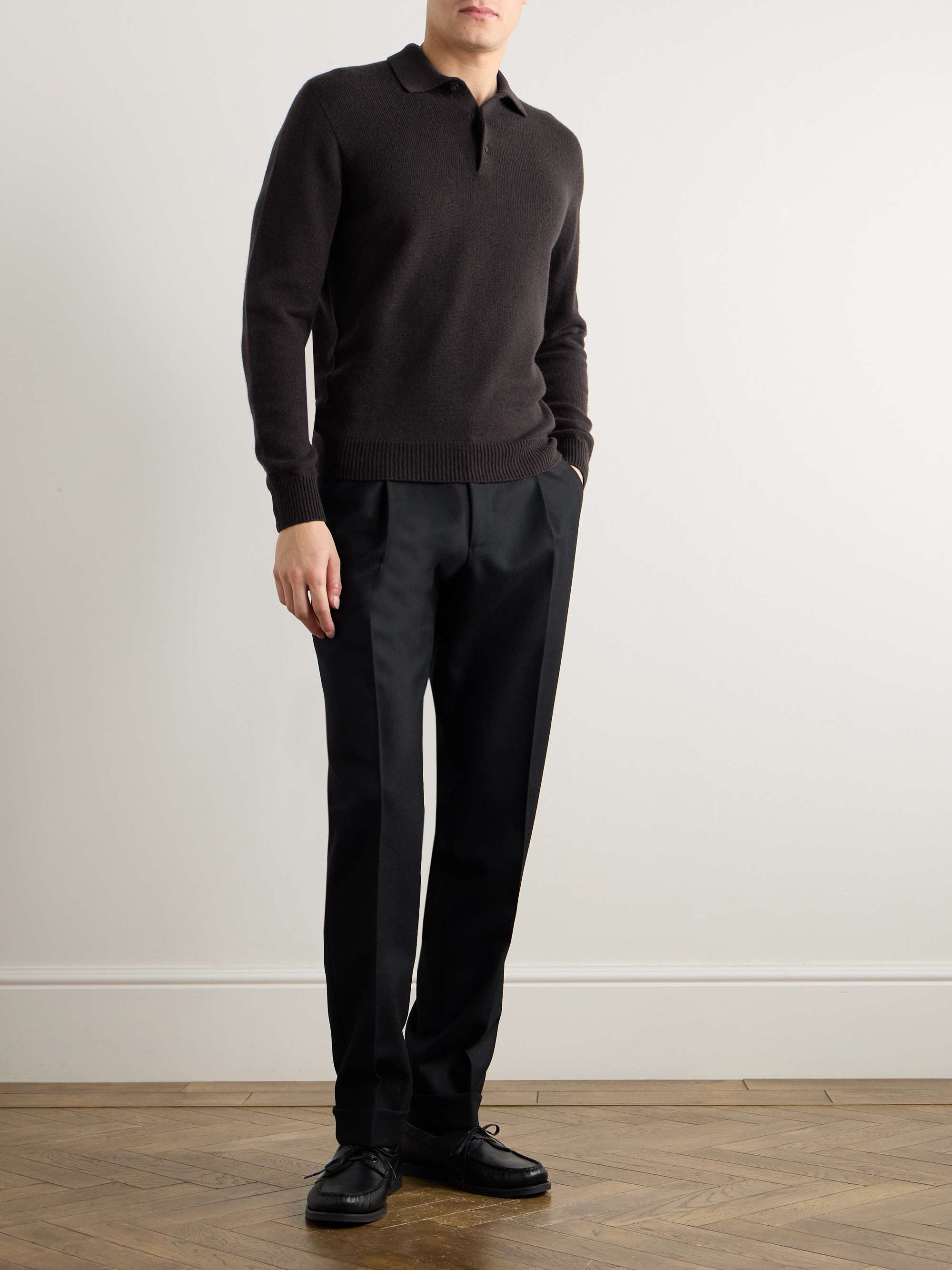 Elo Slim-Fit Cashmere and Silk-Blend Polo Shirt view