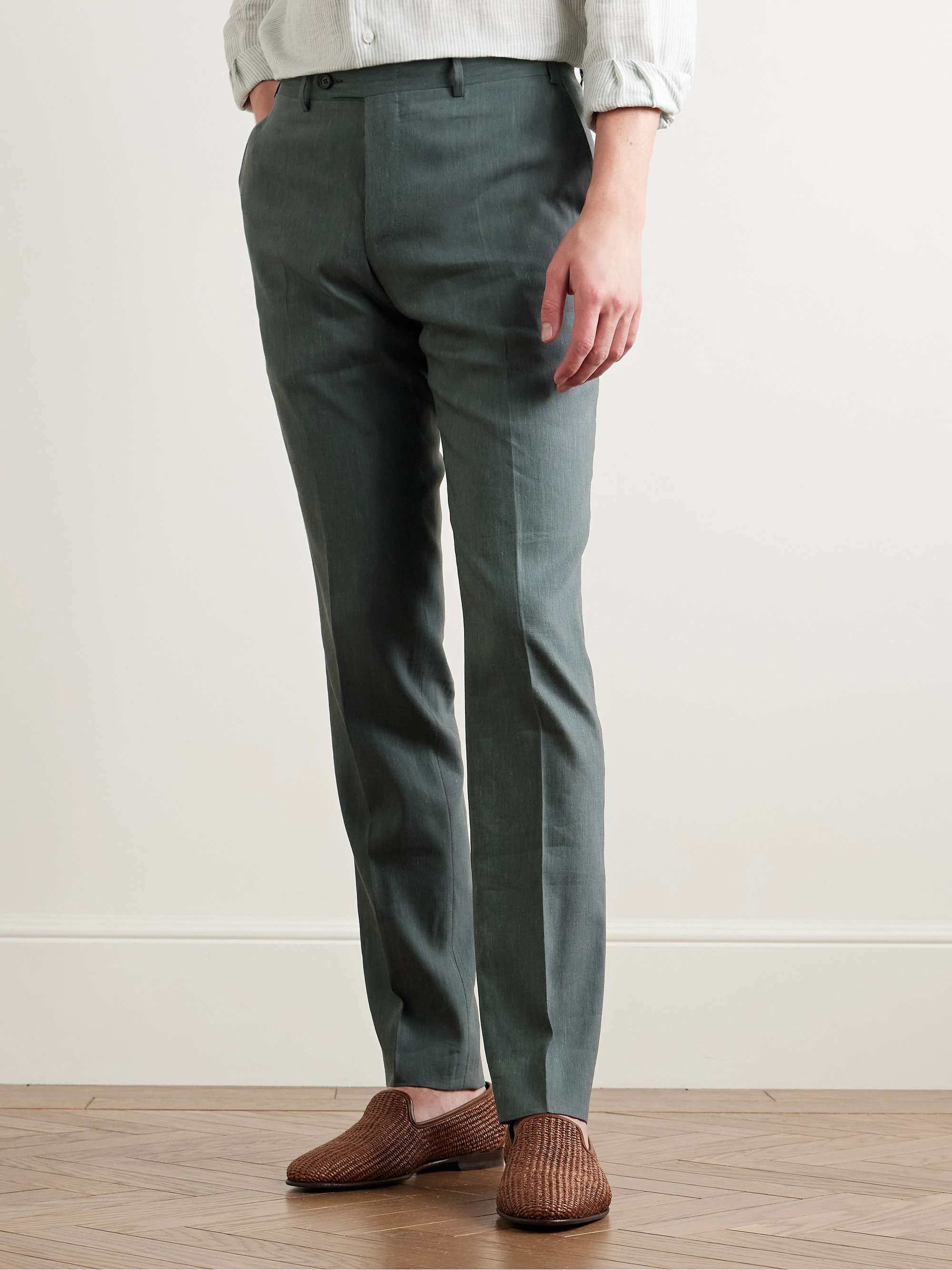 Slim-Fit Linen and Wool-Blend Suit Trousers view