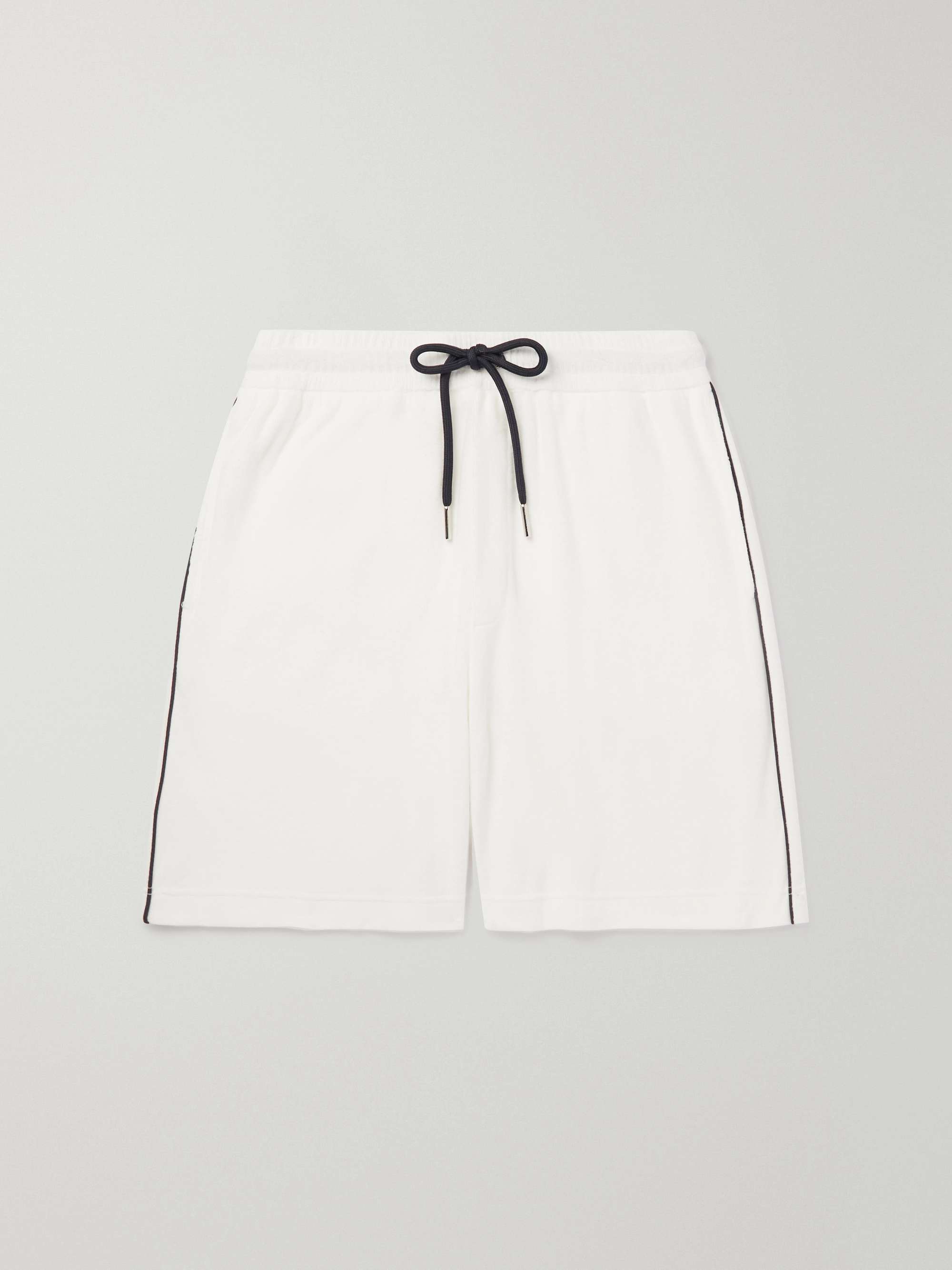 Straight-Leg Piped Cotton-Terry Drawstring Shorts view