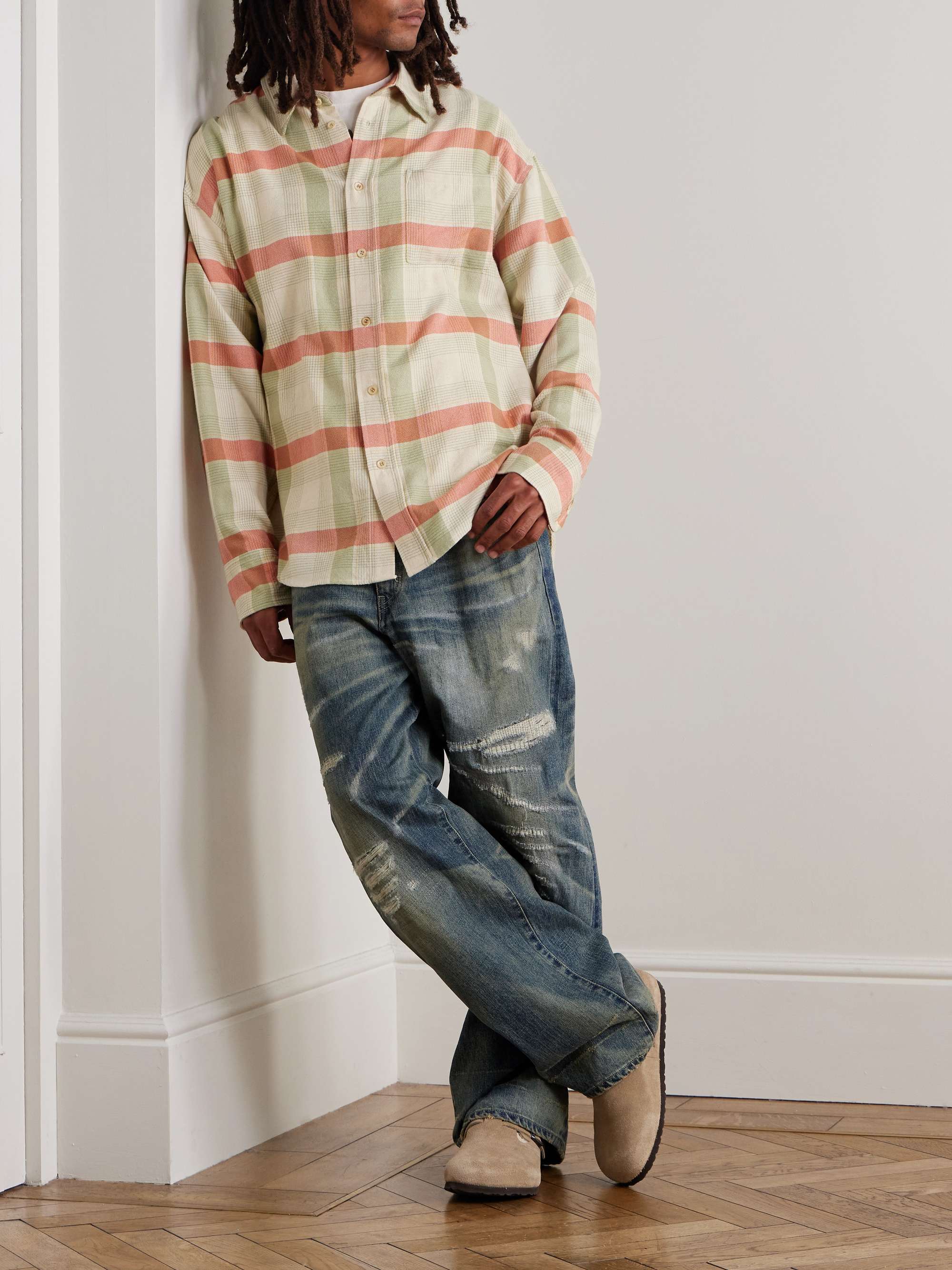 Checked Cashmere and Wool-Blend Shirt view