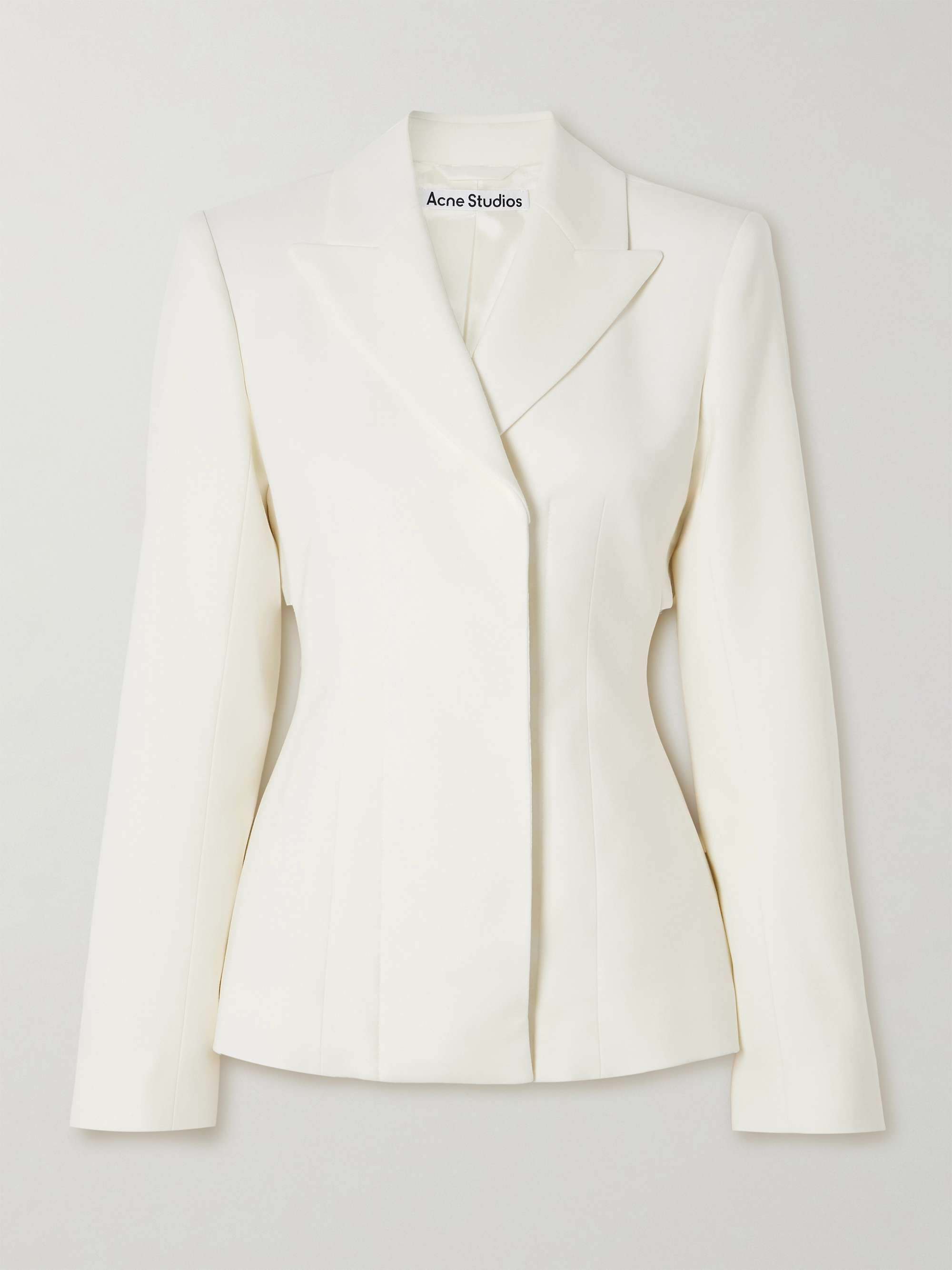 Satin-trimmed wool-blend twill blazer view
