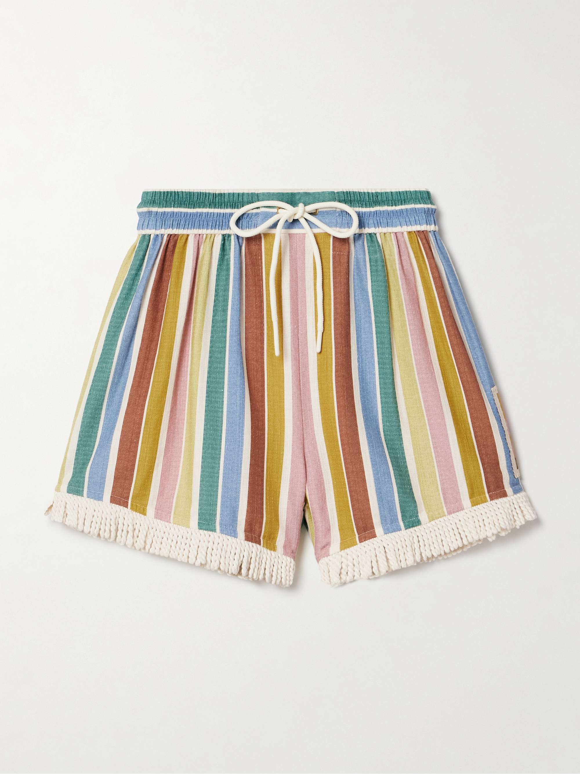 Everley fringed striped cotton-voile shorts view