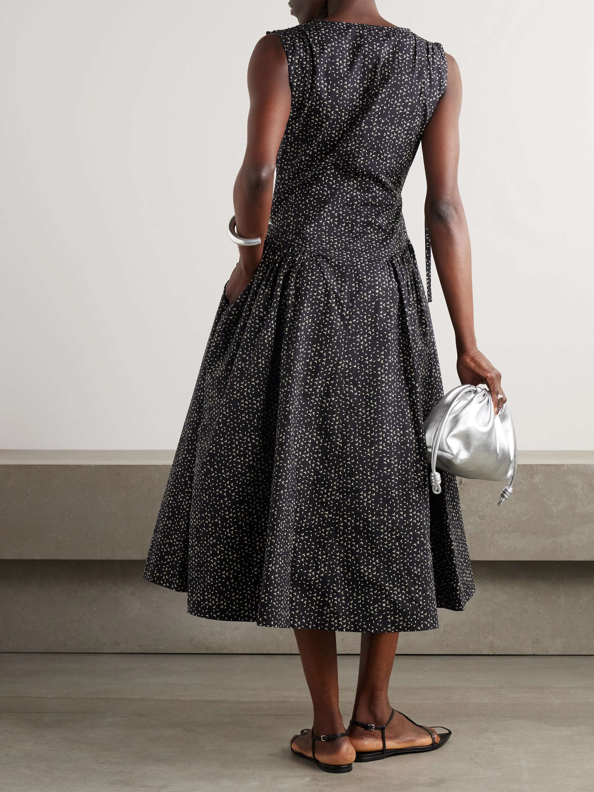 Clayton pleated printed cotton-poplin midi dress view