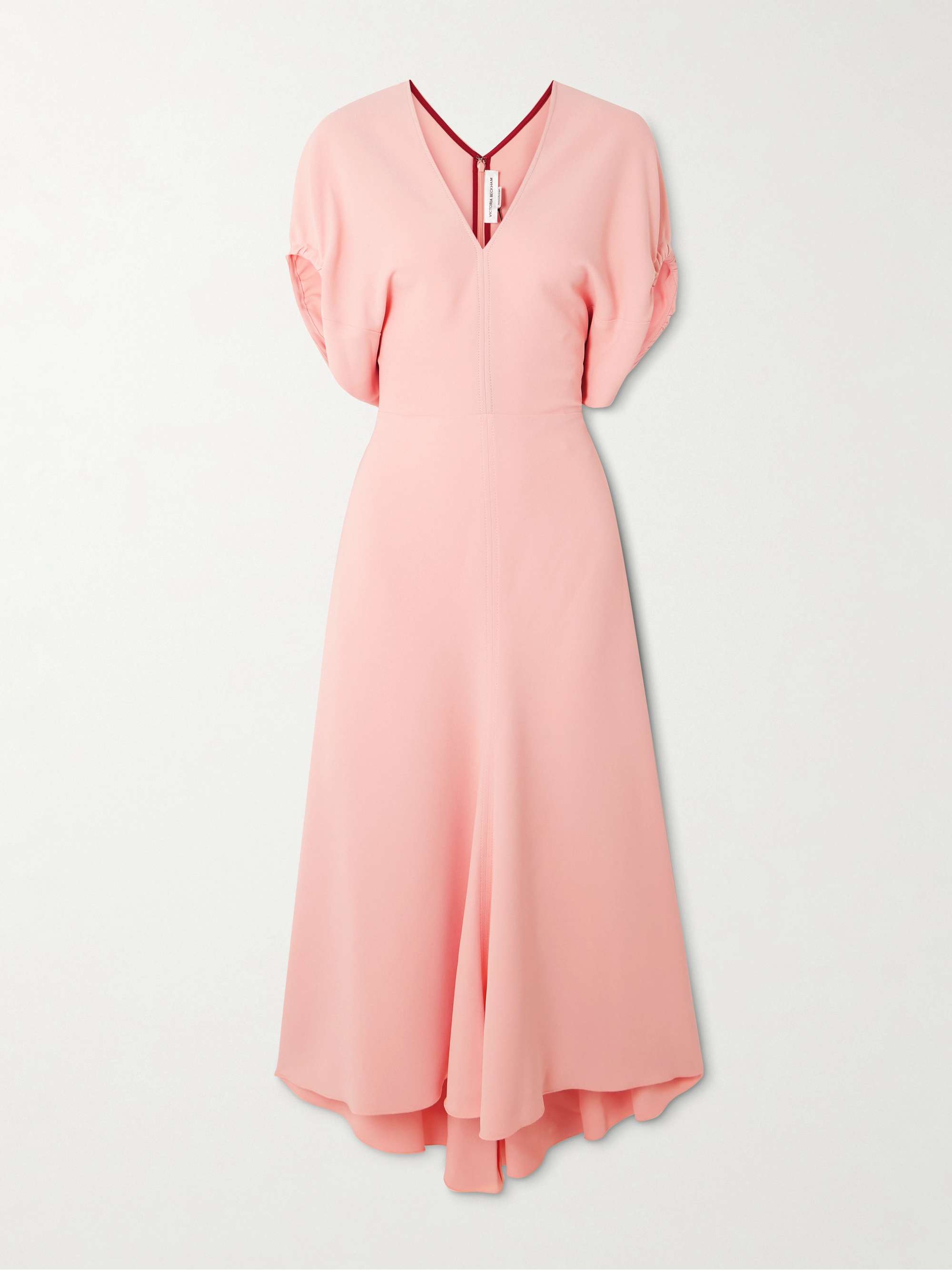 Gathered crepe midi dress view
