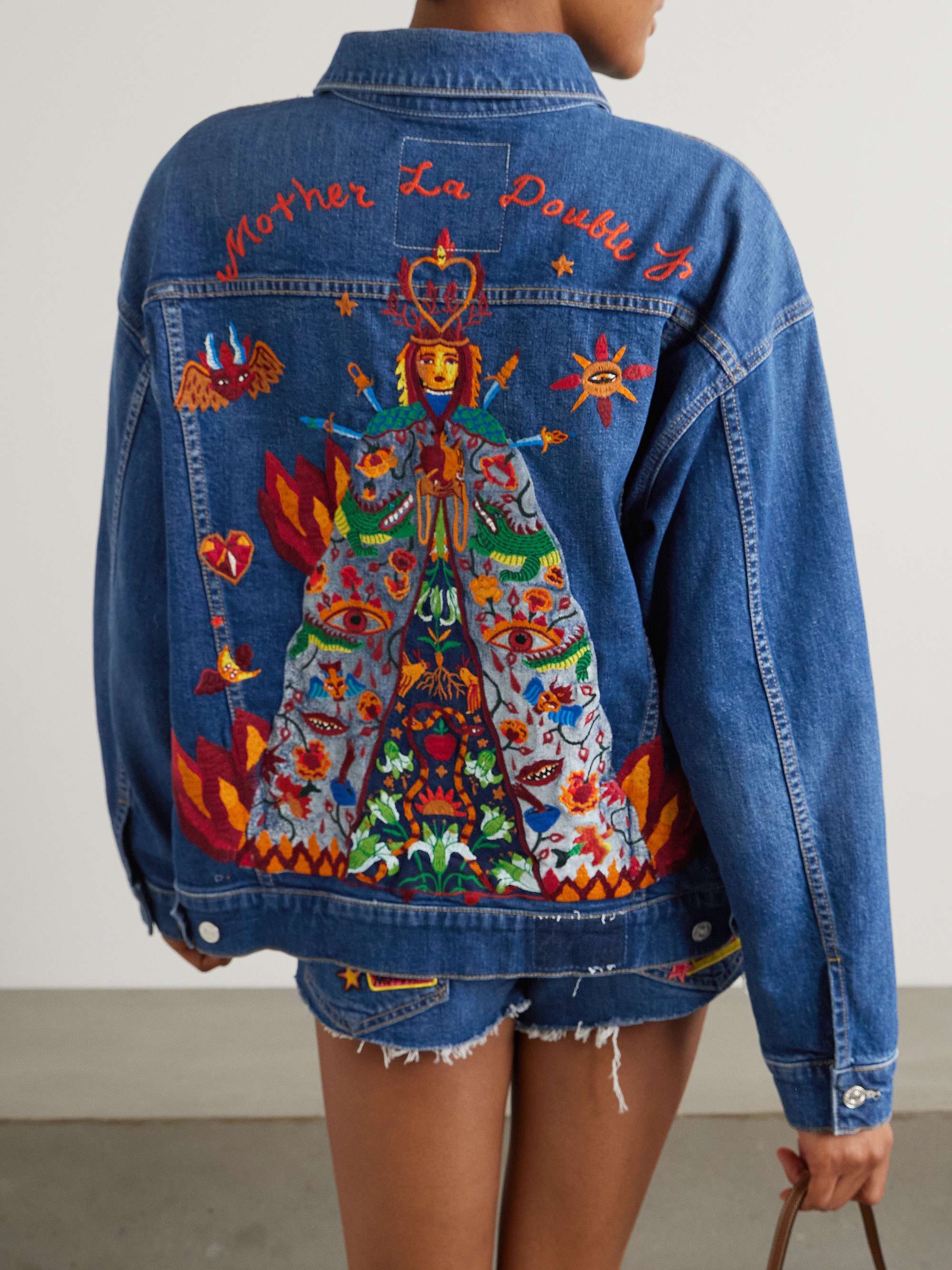 + La DoubleJ The Drop It Drifter embroidered denim jacket view