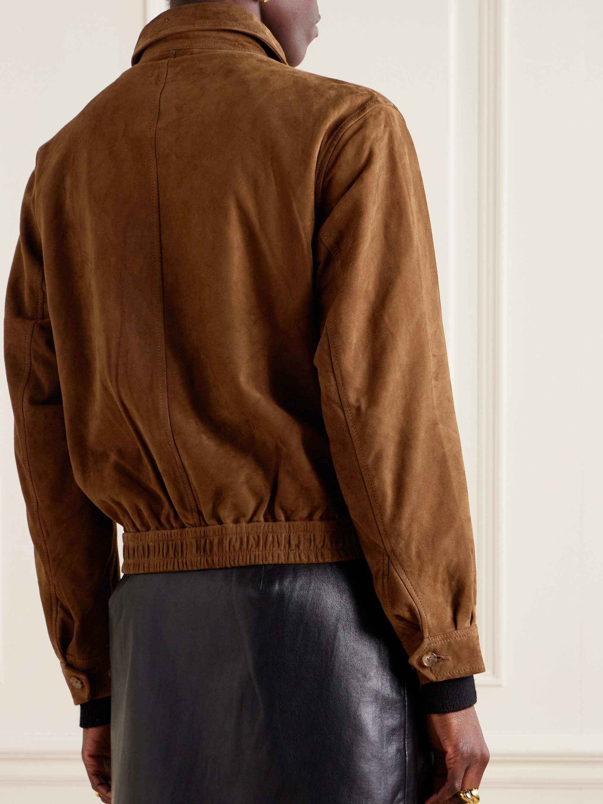 Embroidered suede jacket view