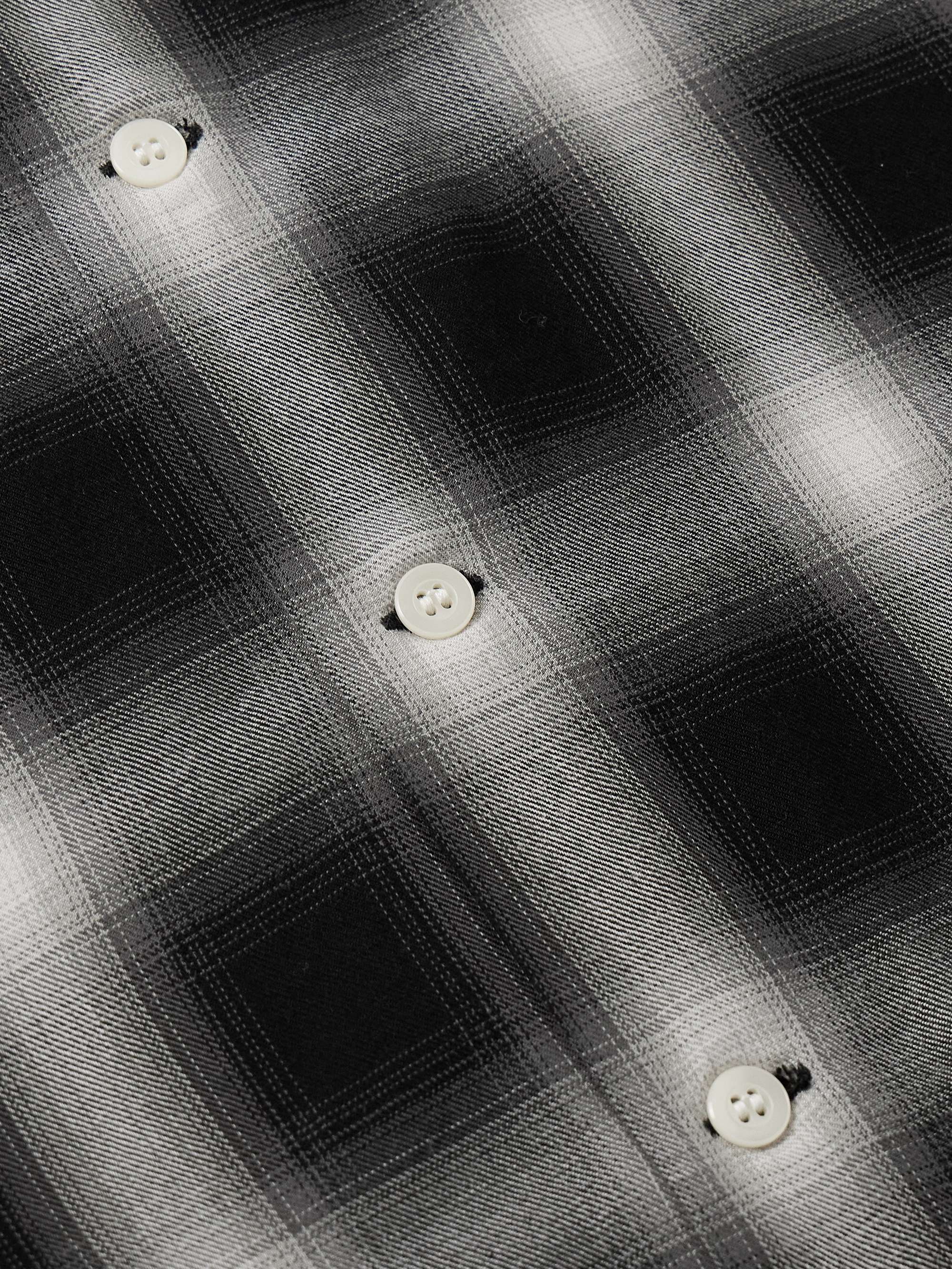 Convertible-Collar Checked Cotton-Blend Flannel Shirt view