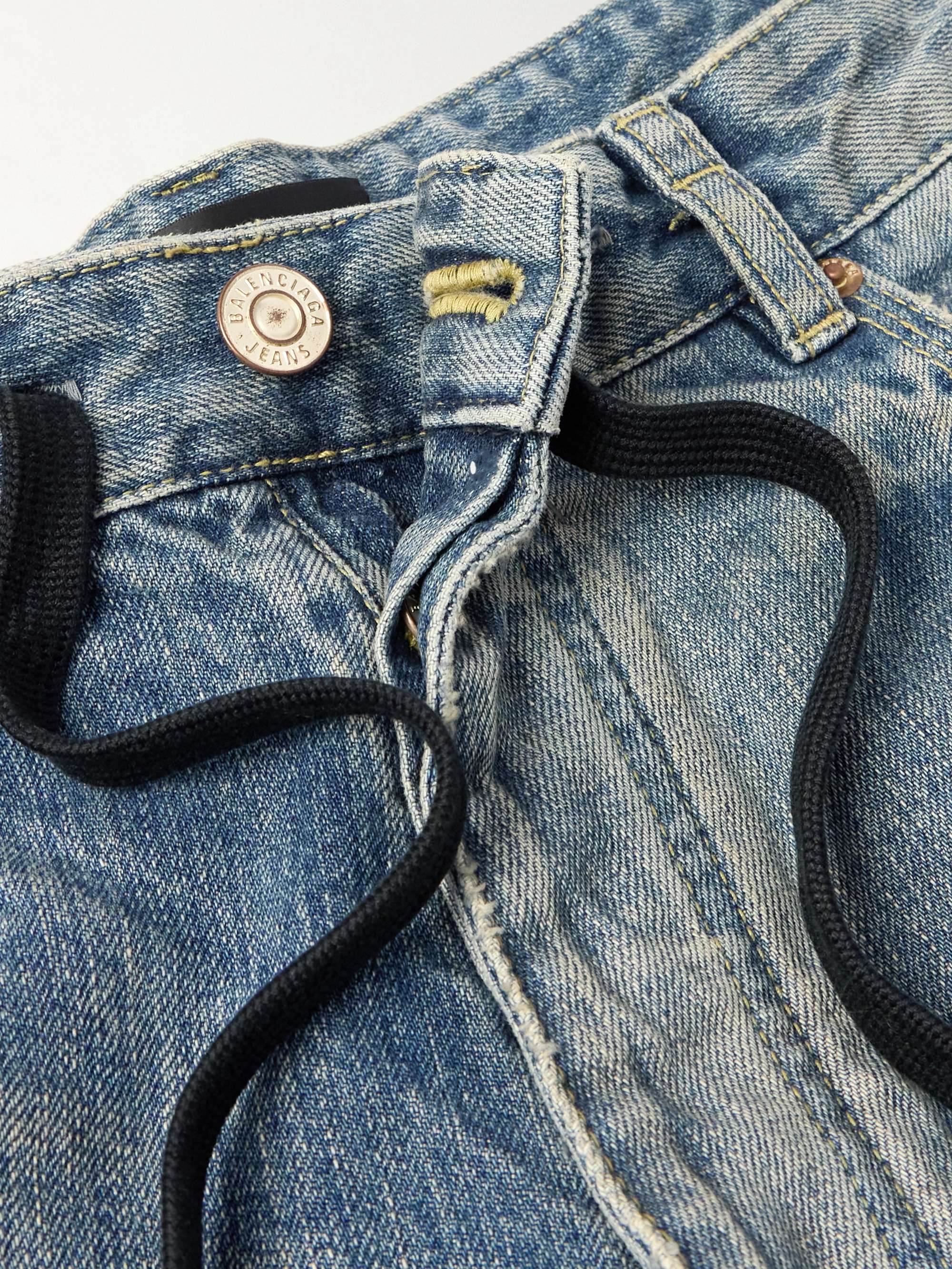 Distressed Denim Drawstring Shorts view