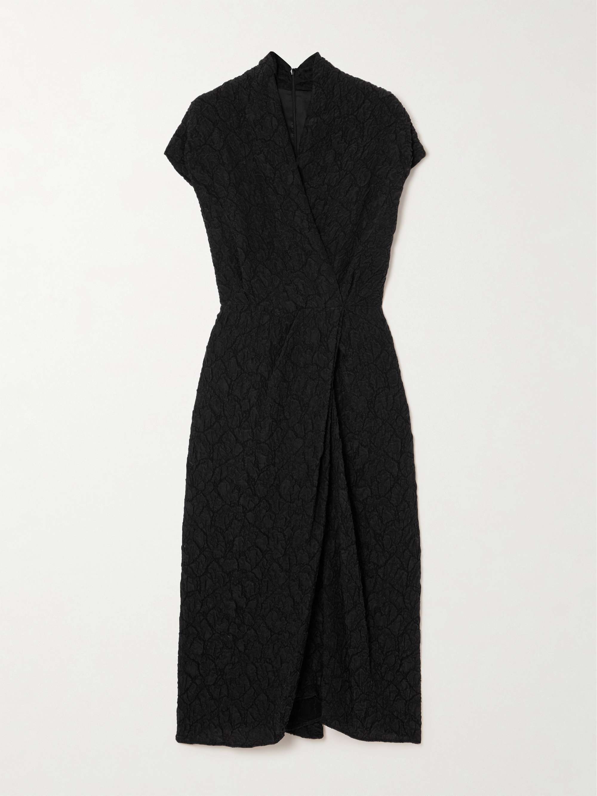 Wrap-effect cloqué midi dress view