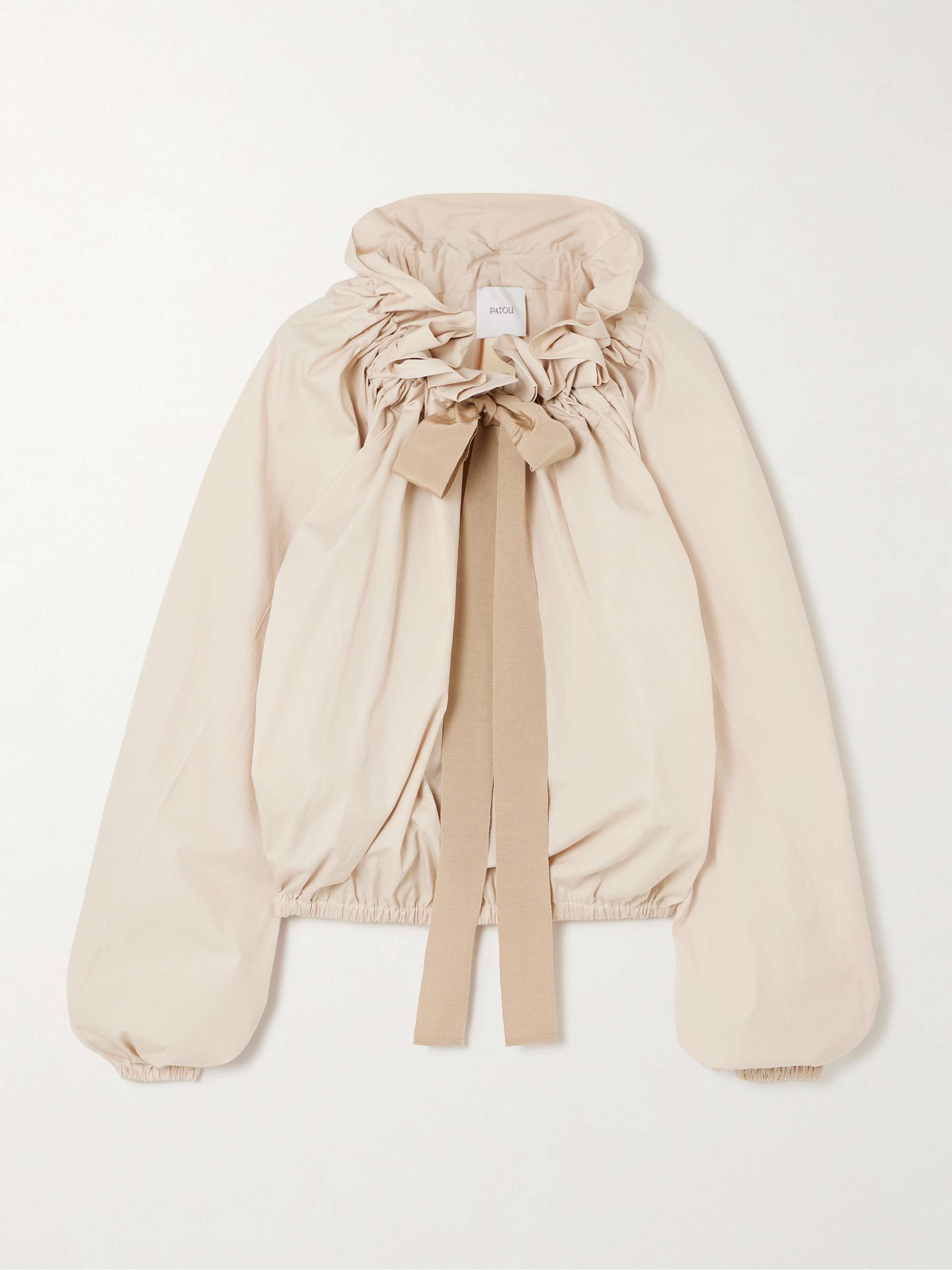 Iconic Volume grosgrain-trimmed gathered cotton-faille top view