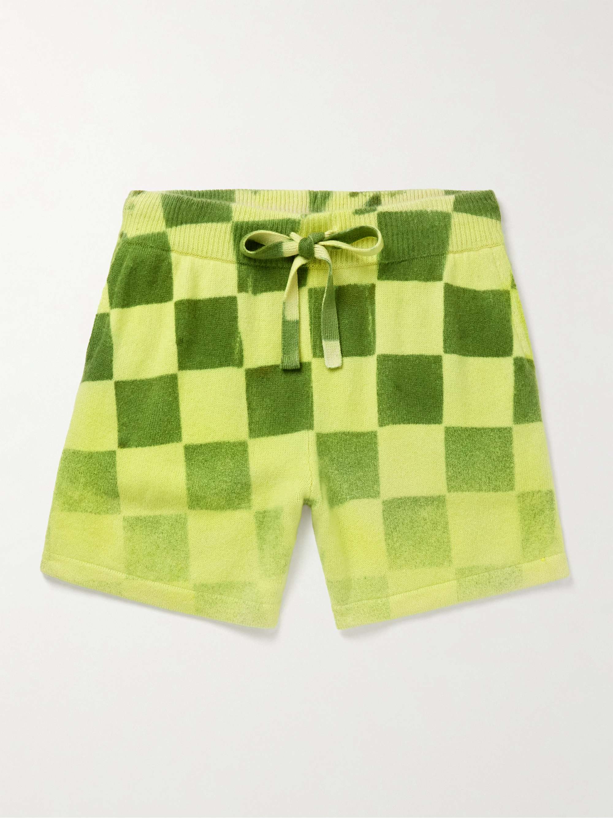 Straight-Leg Checked Cashmere Shorts view