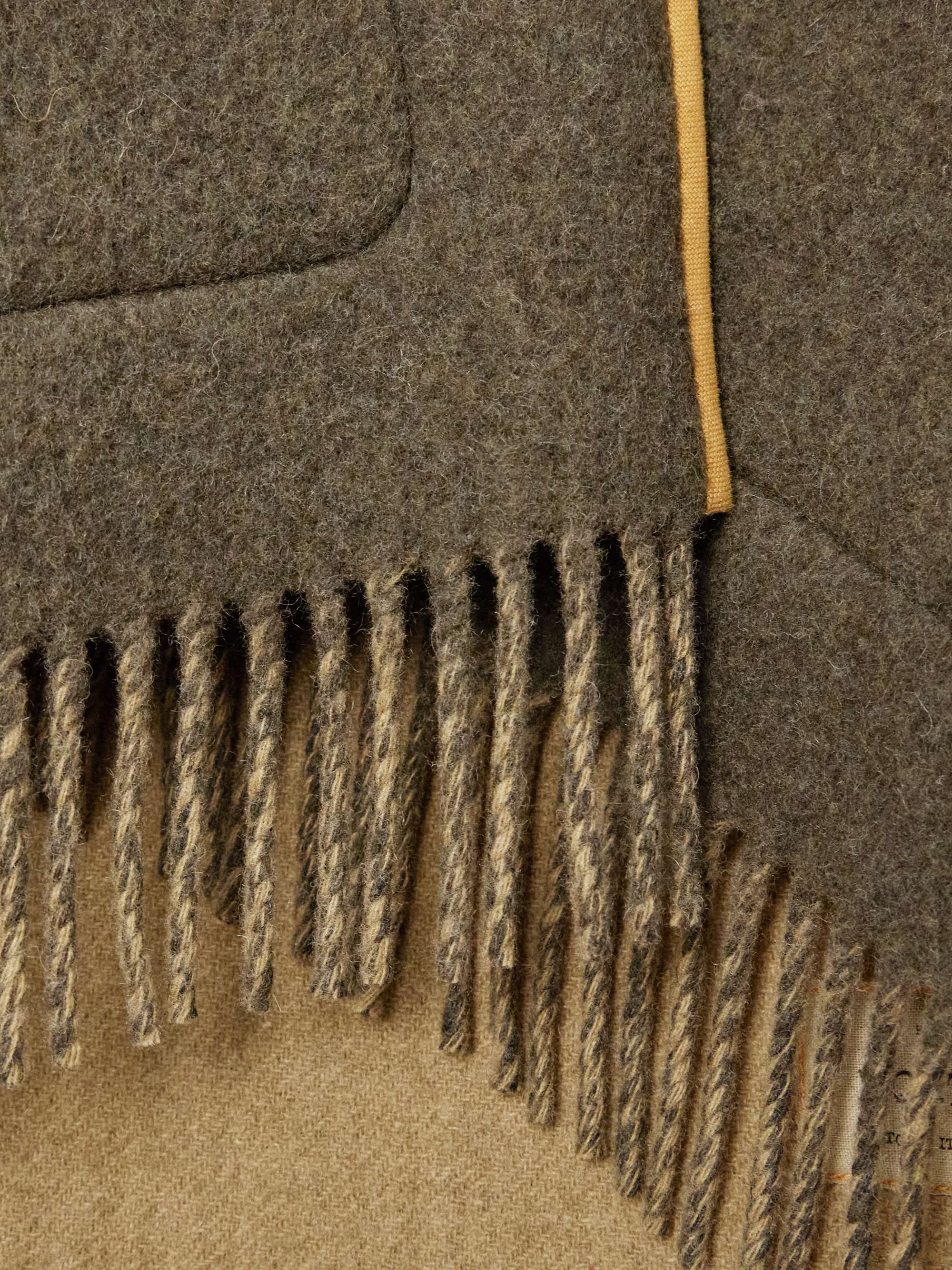 Fringed canvas-trimmed brushed wool-blend jacket view