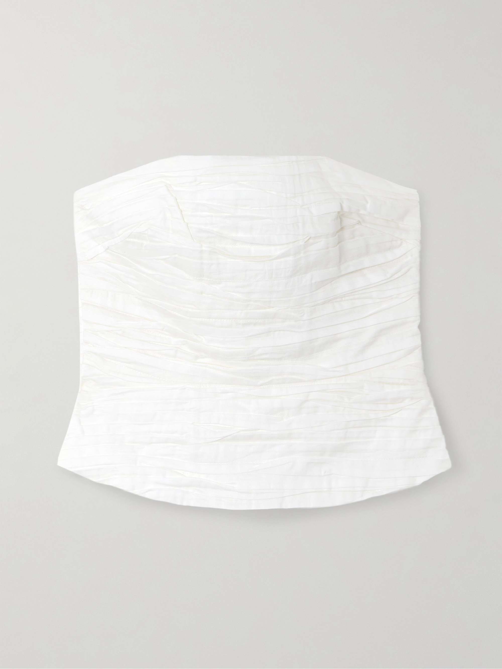 Sunbeam strapless ruched cotton-poplin top view