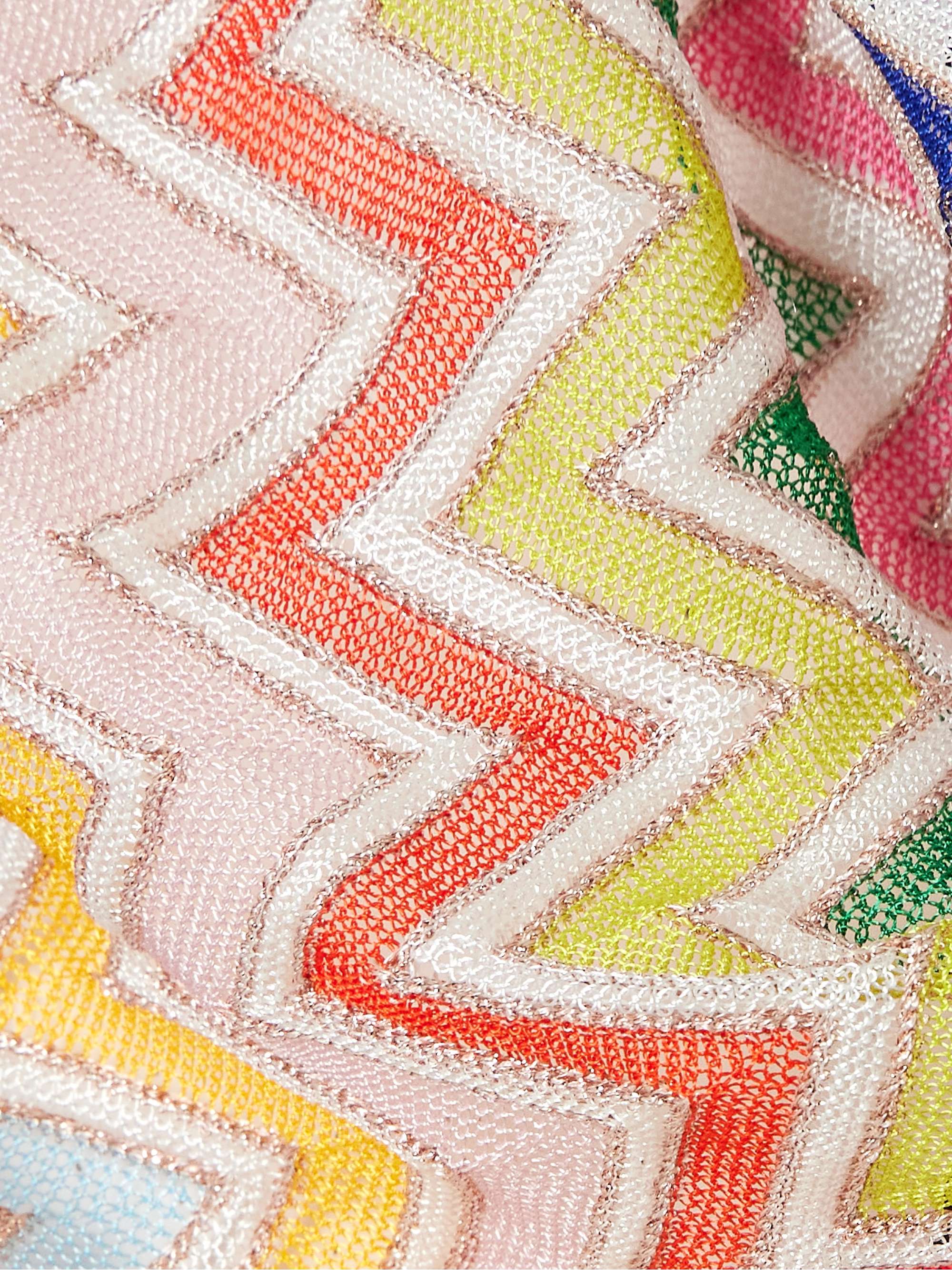 Striped crochet-knit halterneck top view