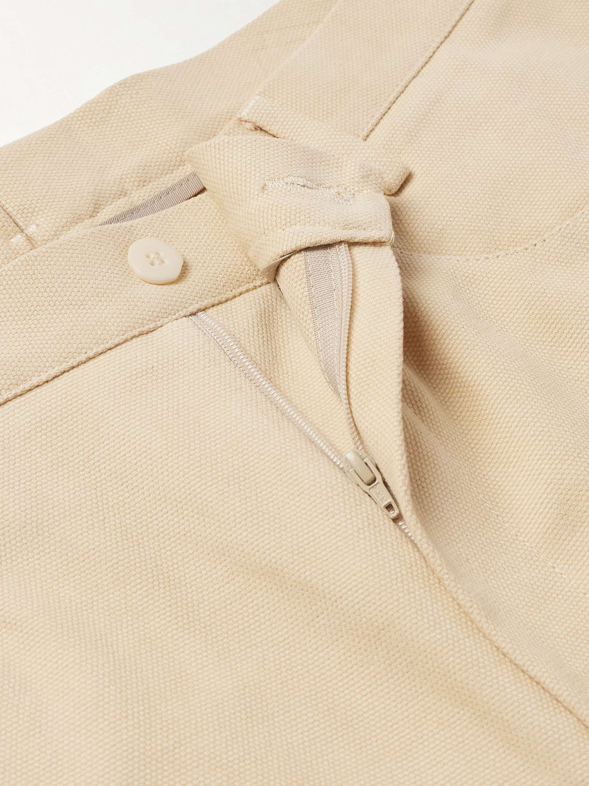 Straight-Leg Basketweave Cotton Trousers view