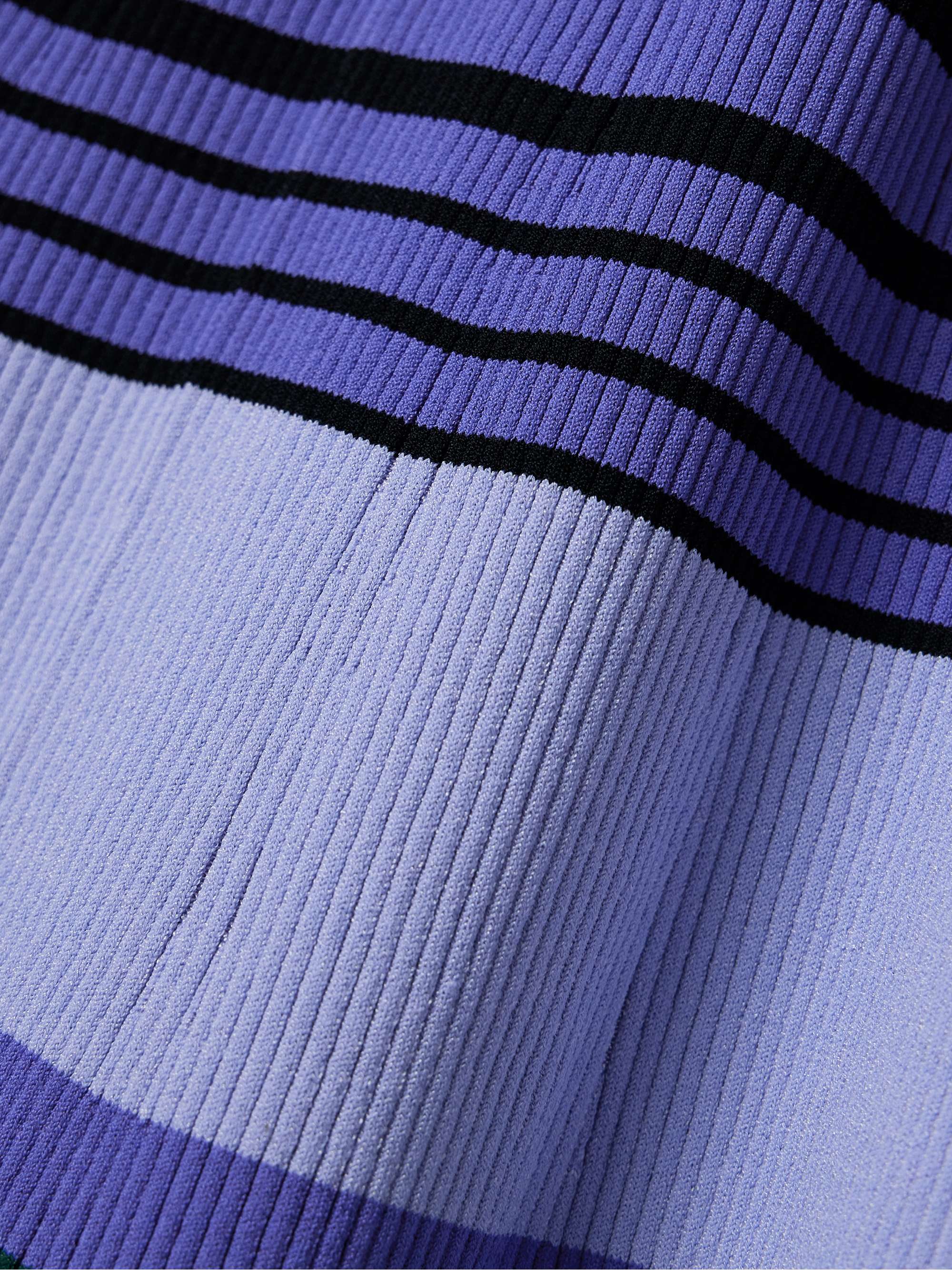 Chenille-trimmed striped ribbed-knit midi dress view