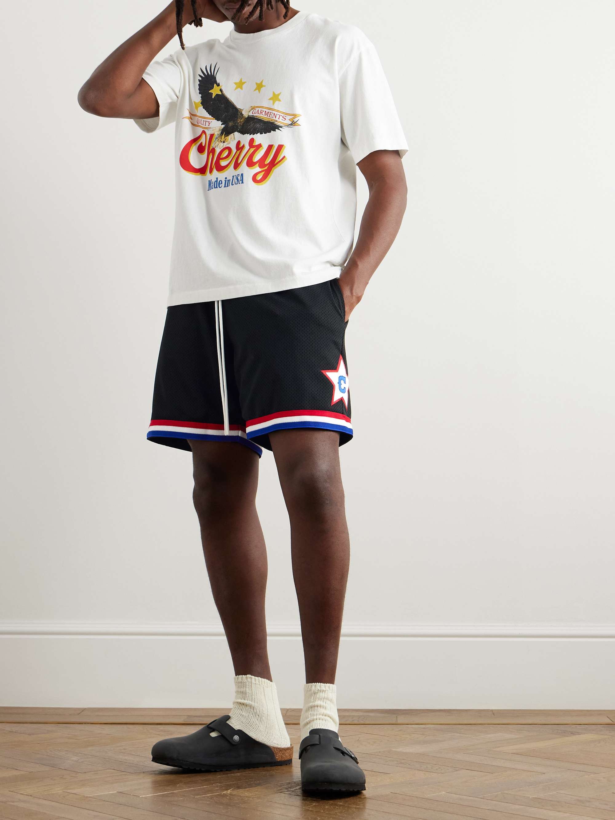 Logo-Appliquéd Mesh Shorts view