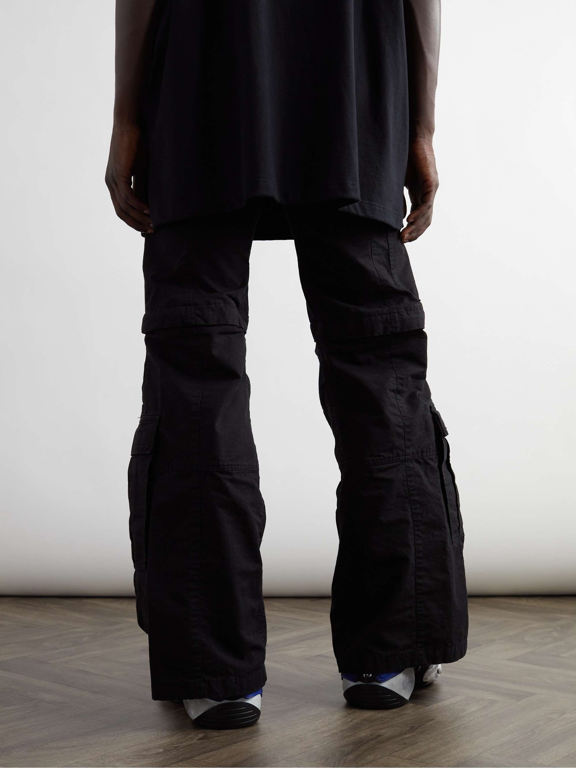 Convertible Flared Cotton-Ripstop Cargo Trousers view