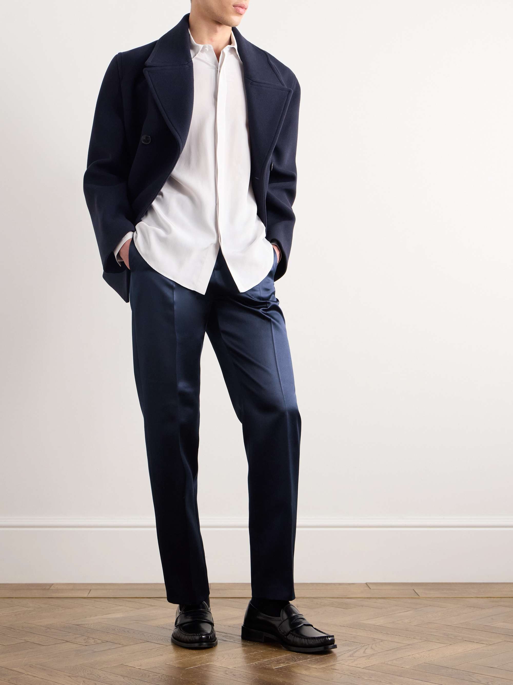 Tapered Silk-Satin Trousers view