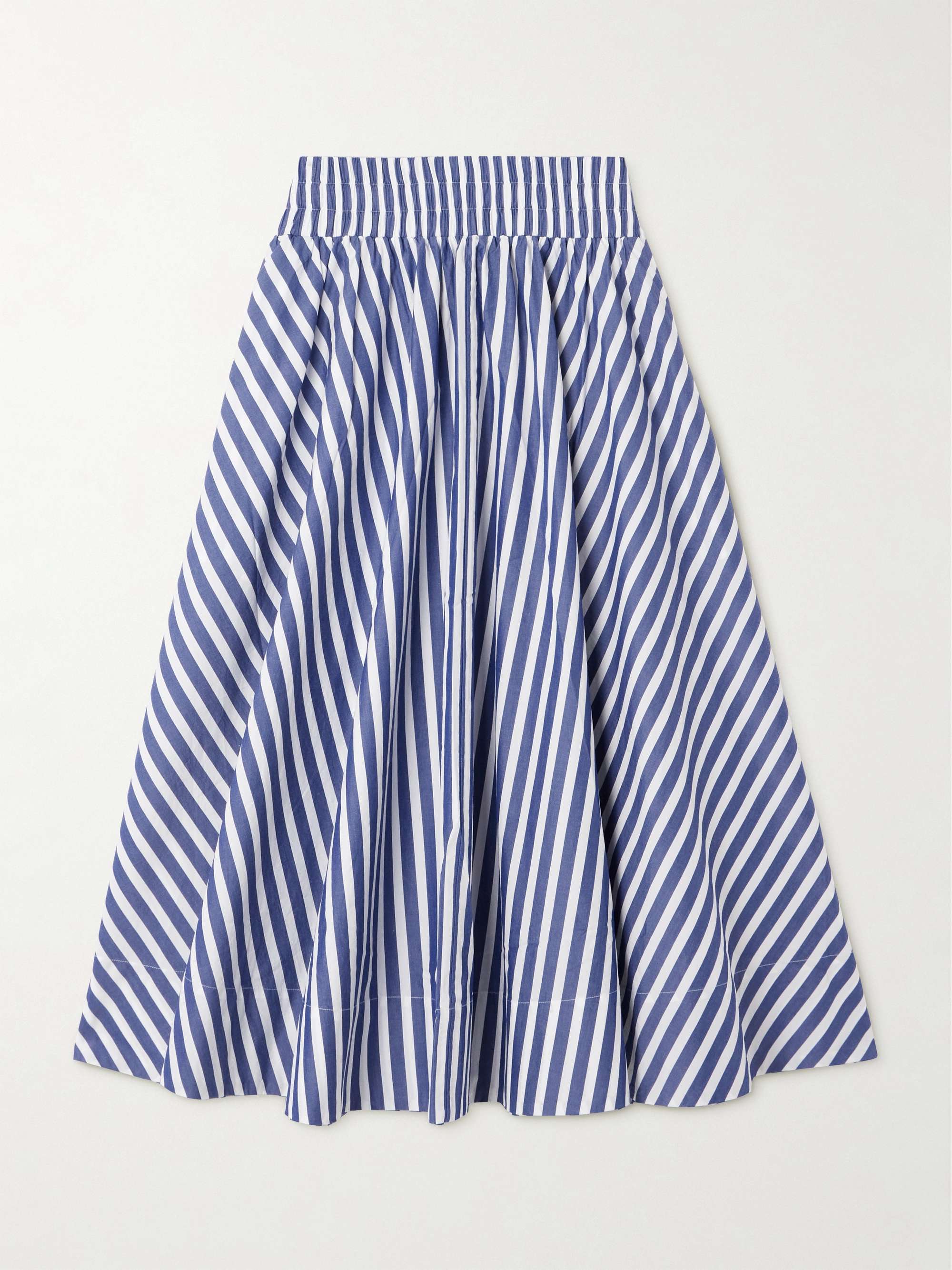 Kyria striped cotton-poplin midi skirt view