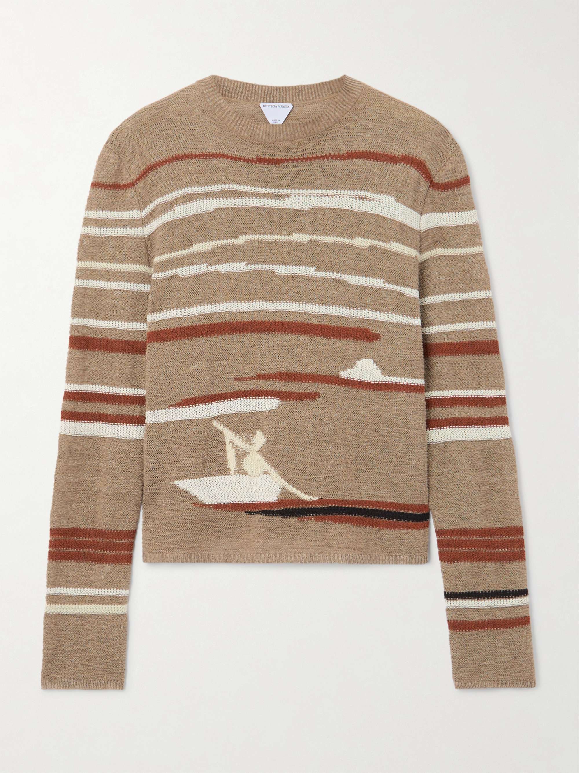 Striped jacquard-knit linen and cotton-blend sweater view