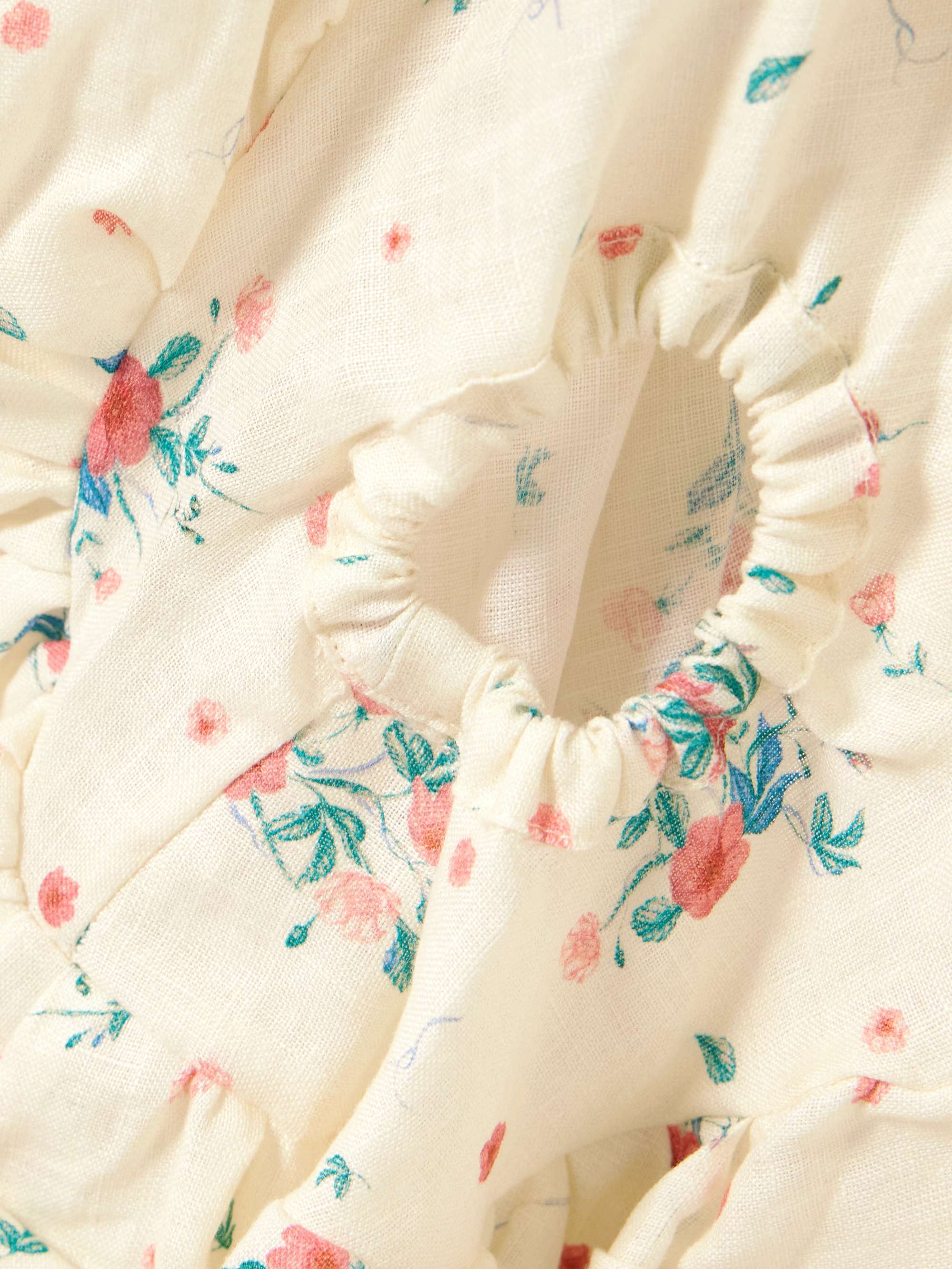 Agar Mosqueta gathered floral-print linen shirt view