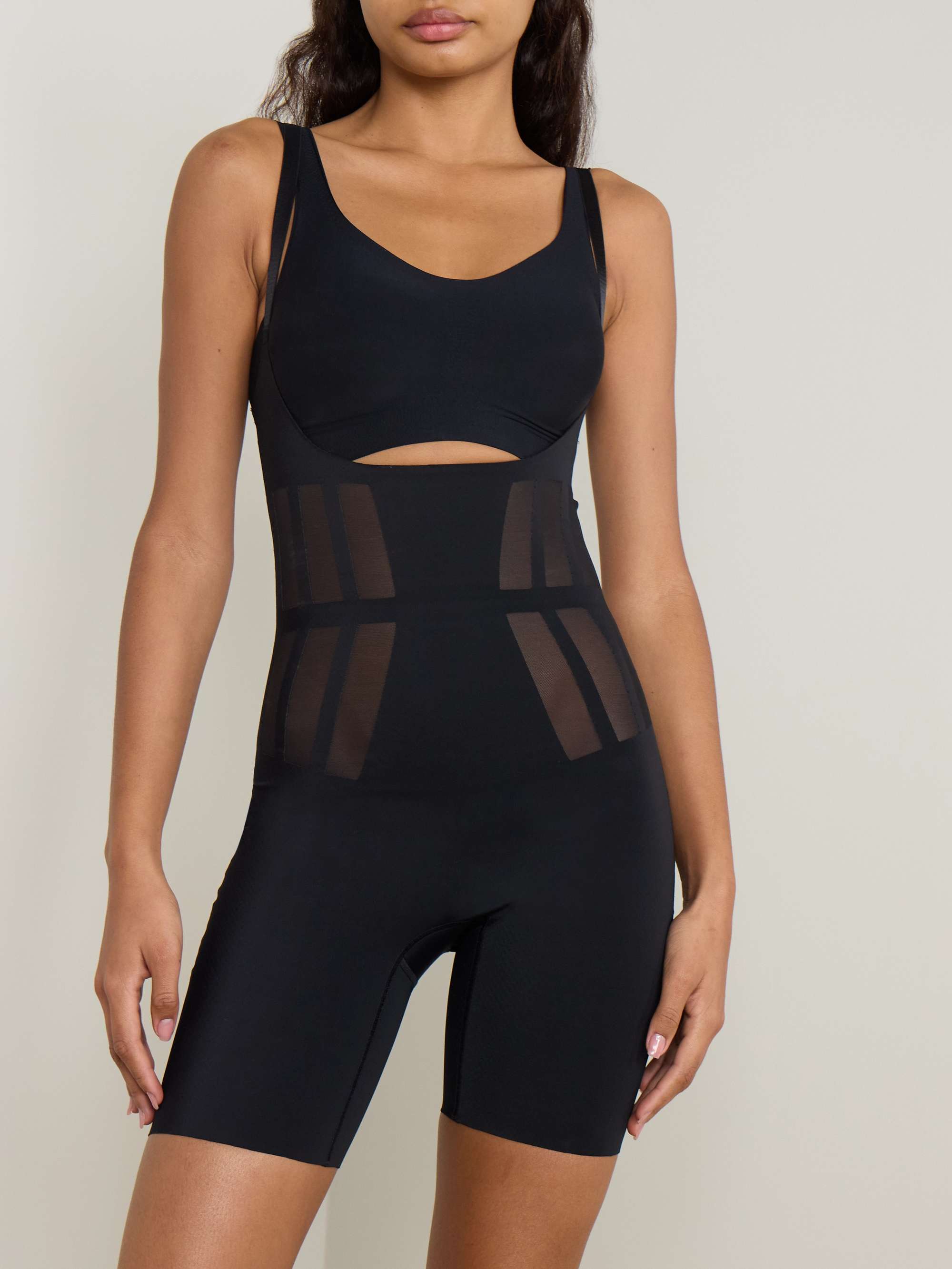 Luxe Control stretch mesh-trimmed tech-jersey bodysuit view