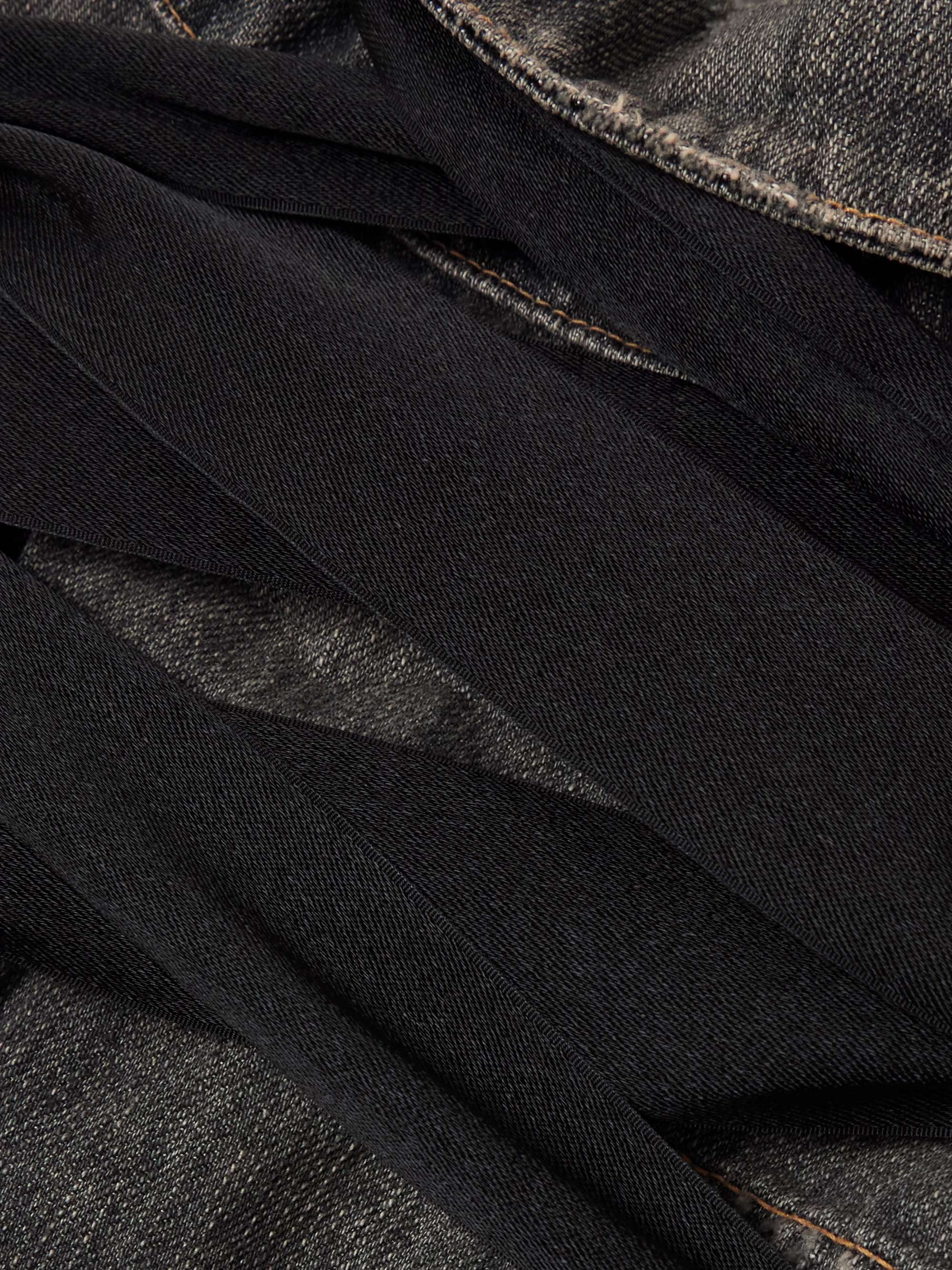 Lace-up satin-trimmed denim jacket view