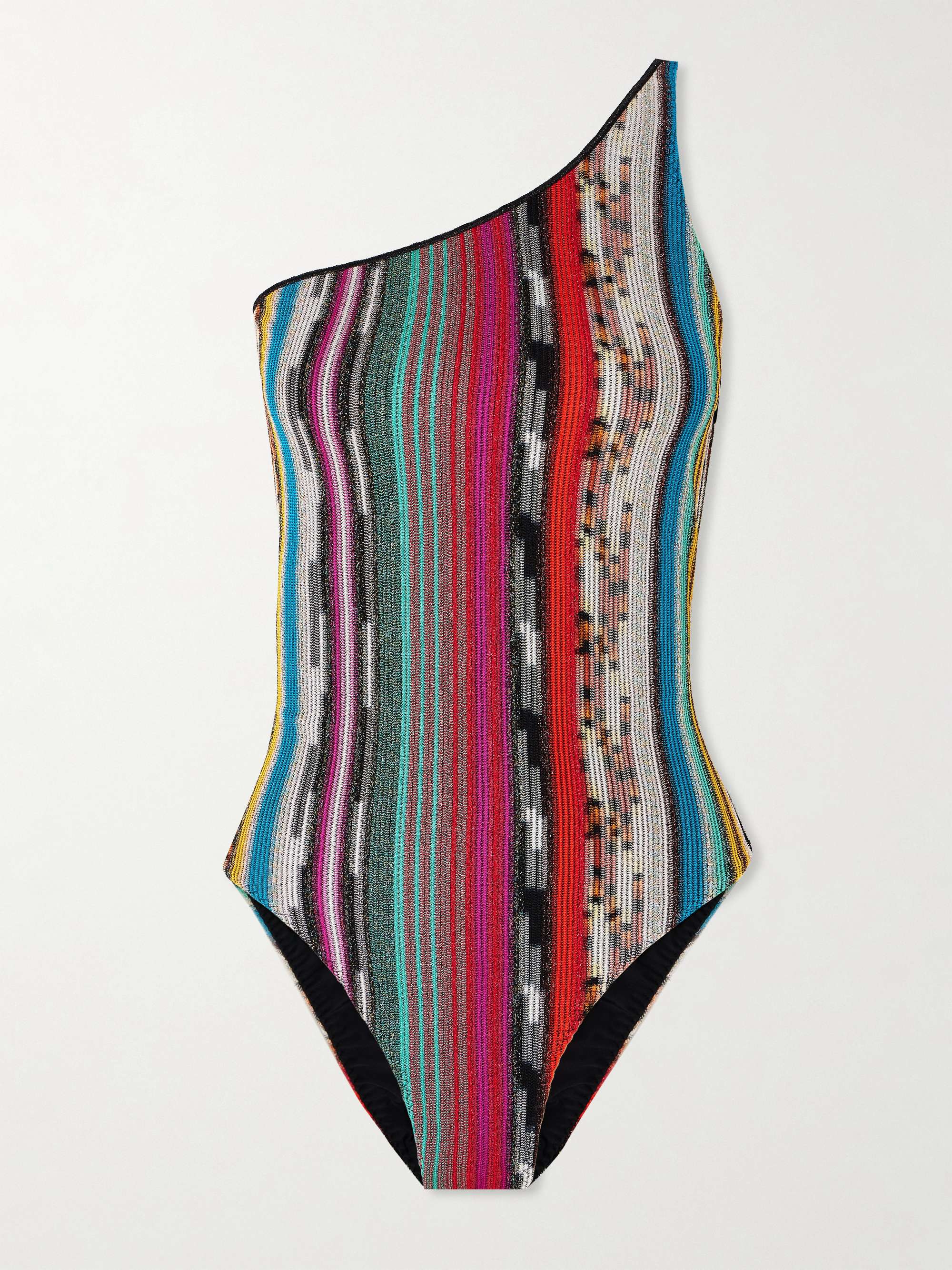 Mare one-shoulder metallic crochet-knit swimsuit view