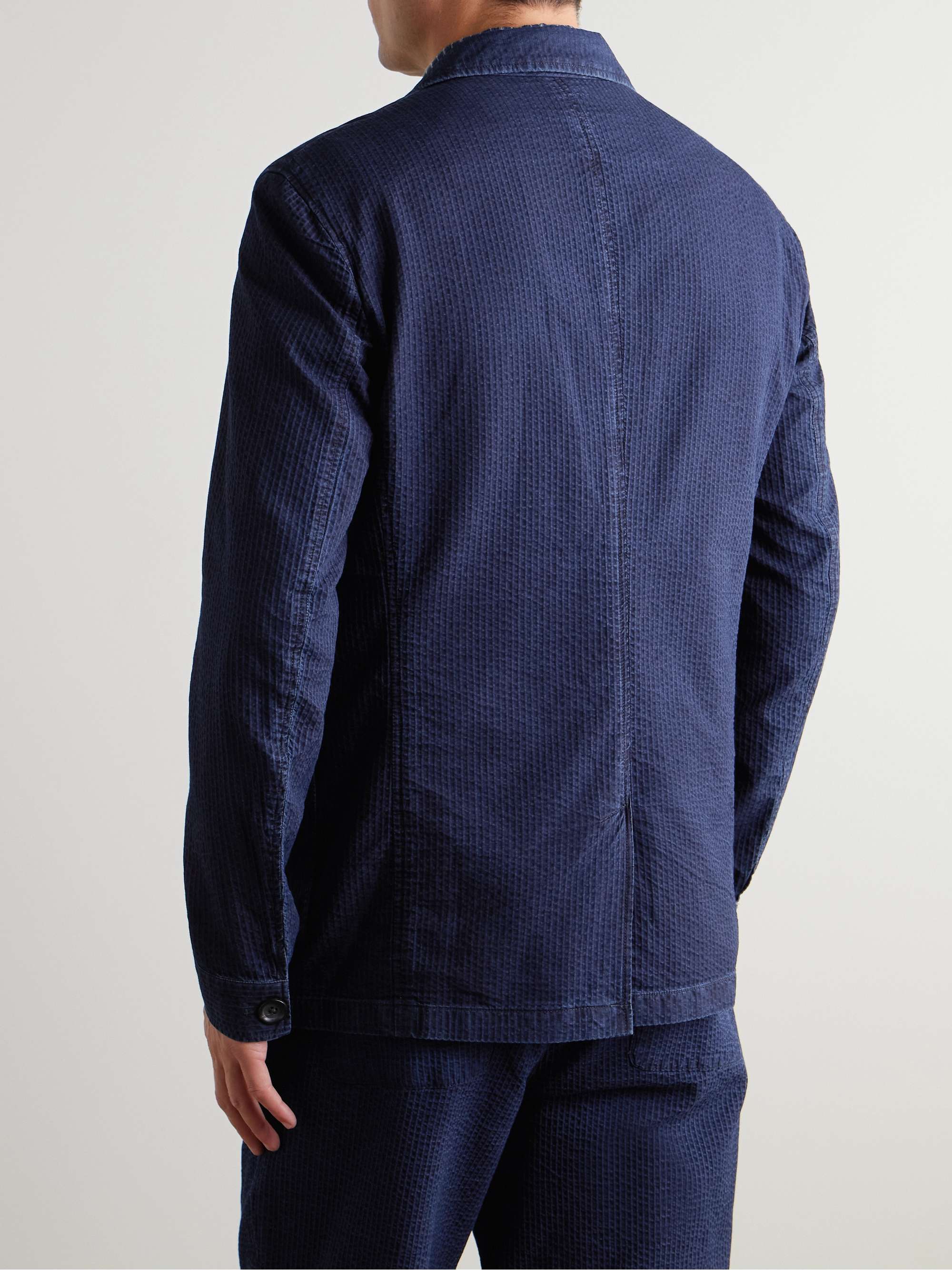 Laurel Slim-Fit Indigo-Dyed Cotton-Seersucker Suit Jacket view