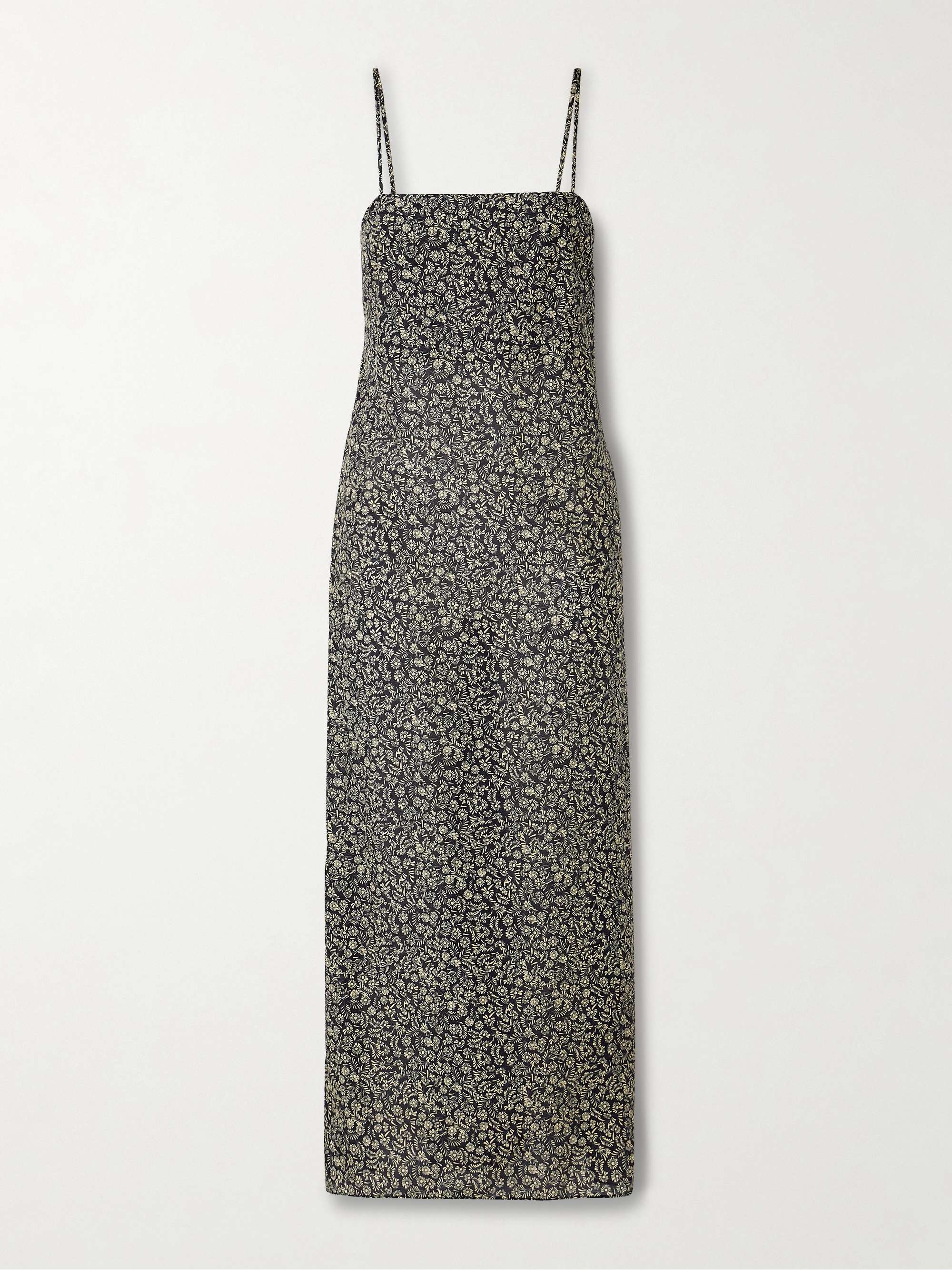 Floral-print organic cotton and silk-blend midi dress view