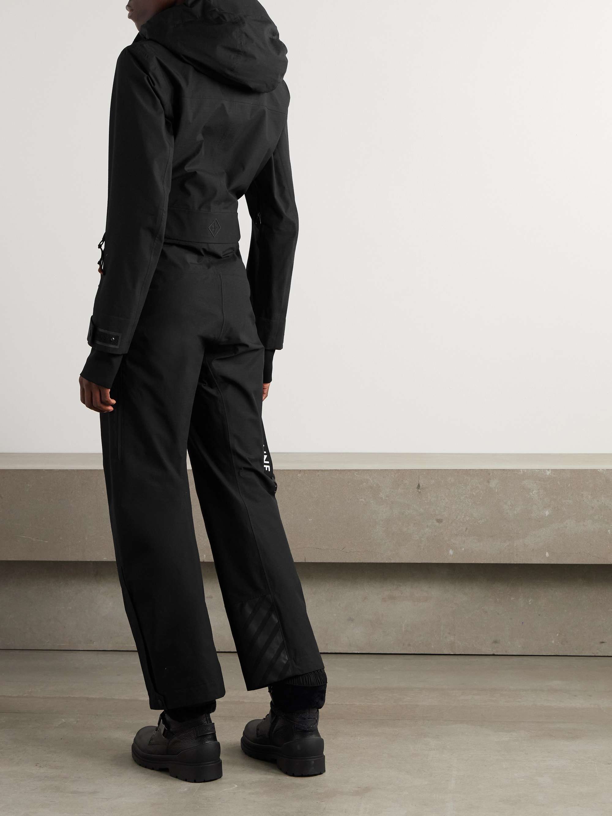 Belted cotton-blend ripstop hooded ski suit view