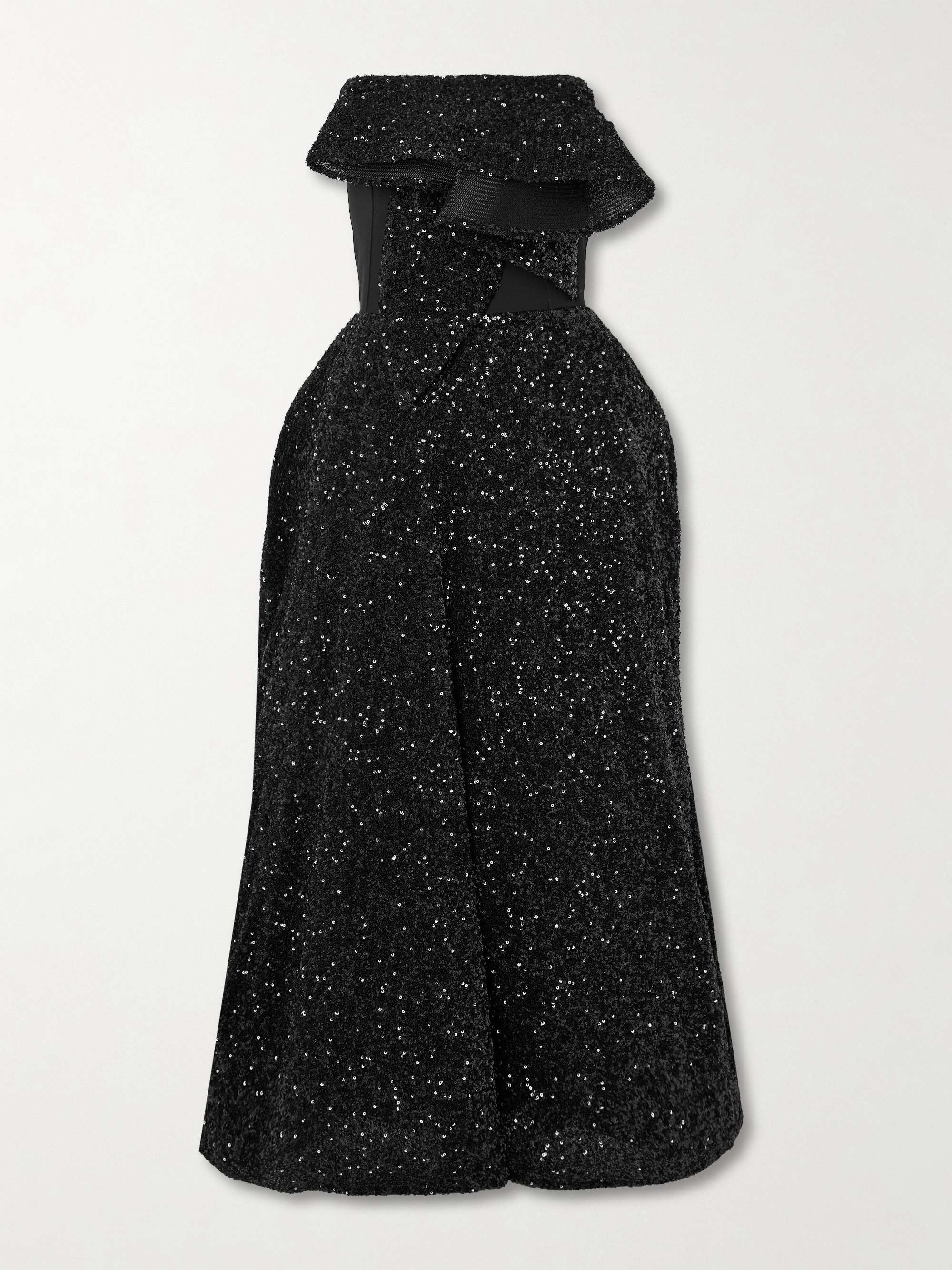 Rotation strapless draped sequined crepe gown view