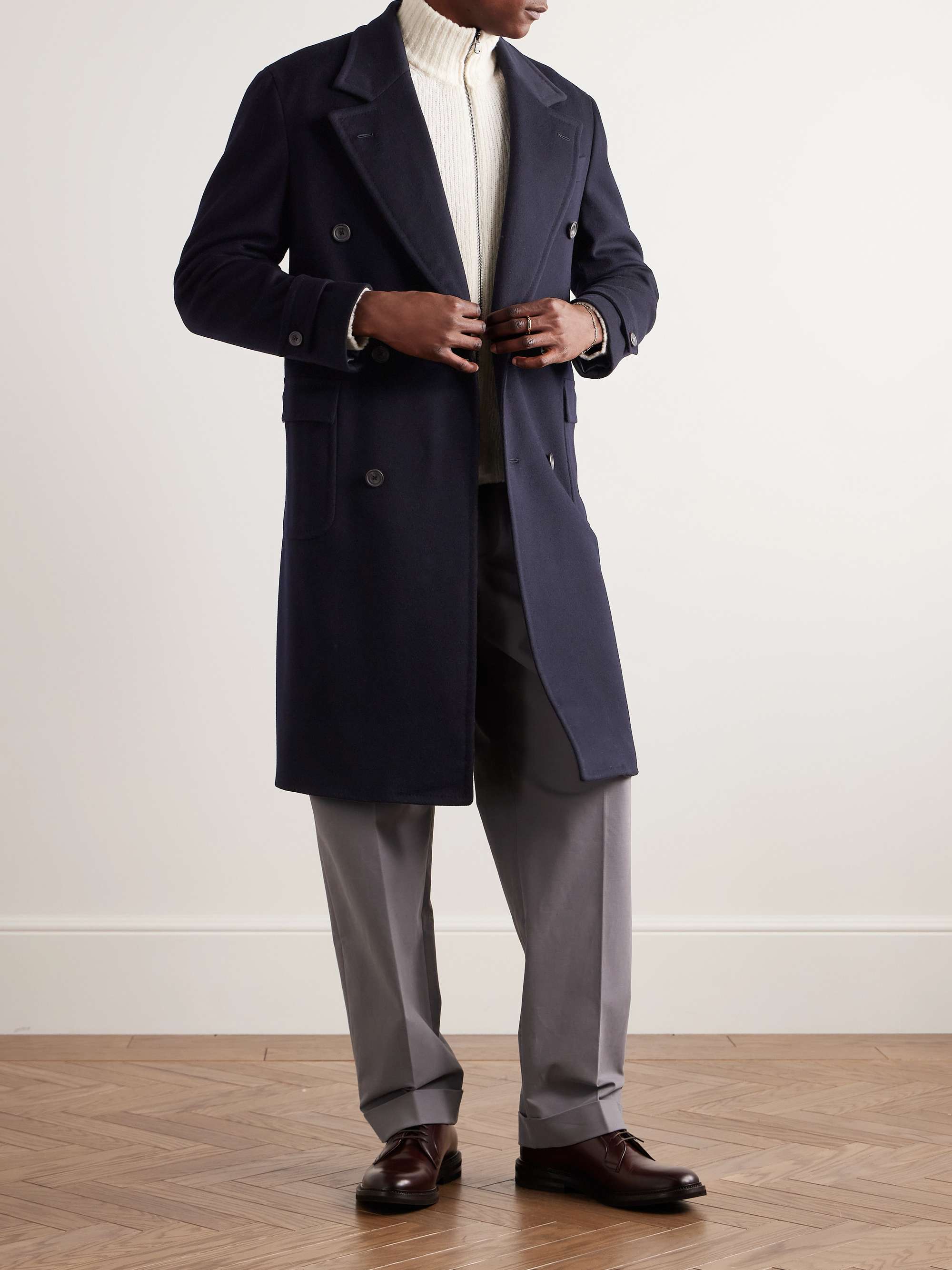 Double-Breasted Wool and Cashmere-Blend Felt Overcoat view