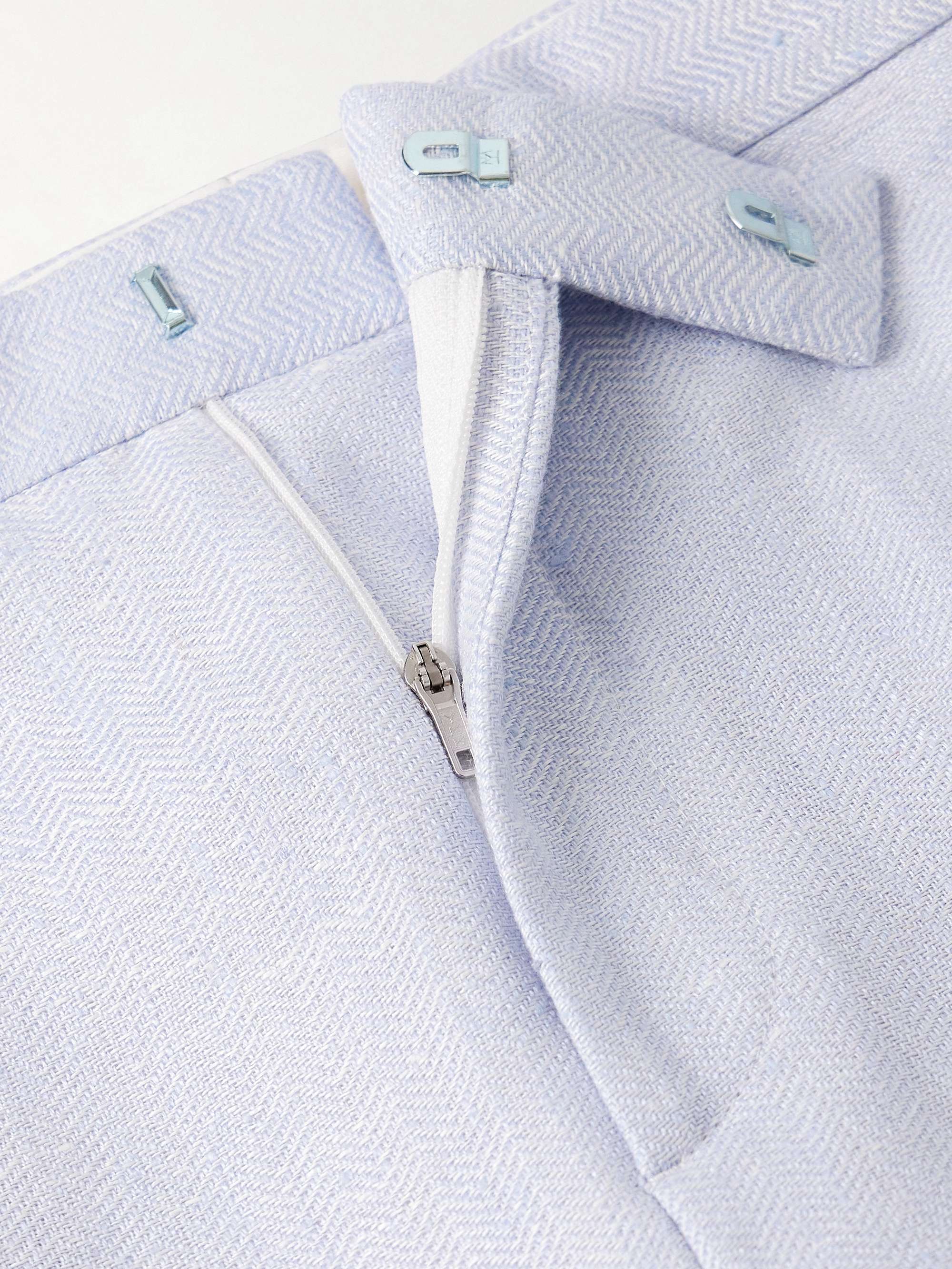 Slim-Fit Herringbone Linen and Silk-Blend Suit Trousers view