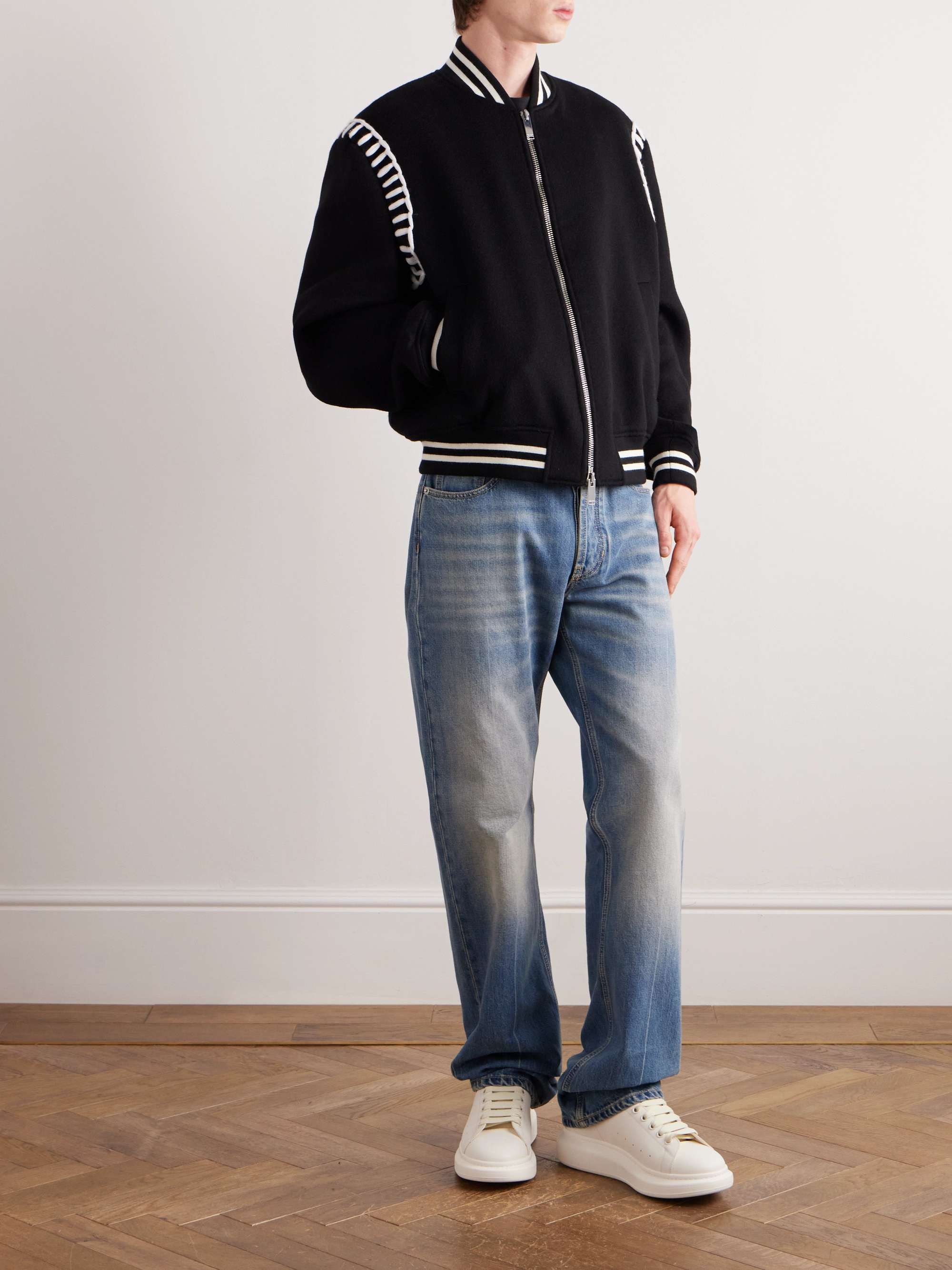 Embroidered Wool Bomber Jacket view