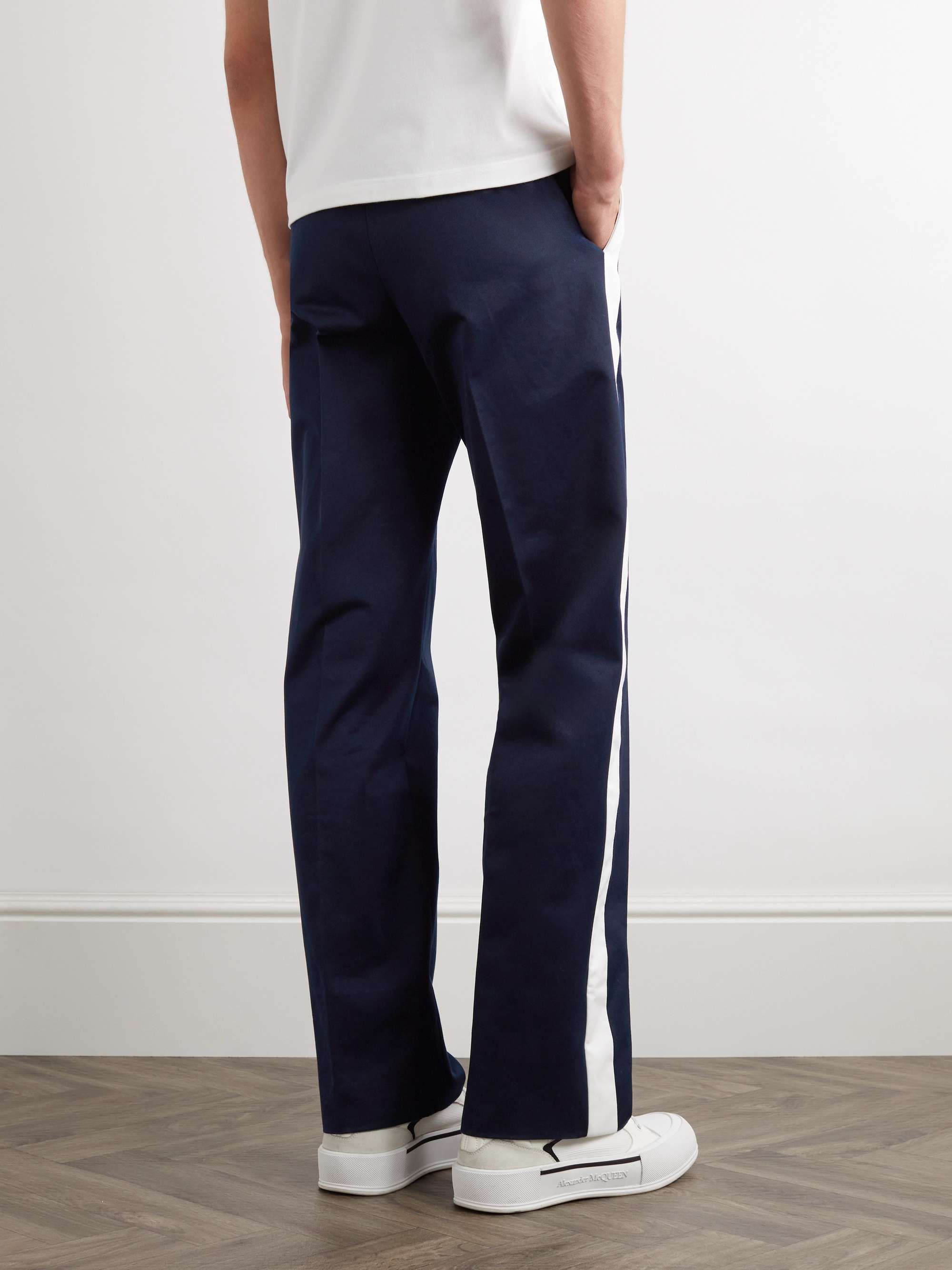 Straight-Leg Striped Cotton-Twill Trousers view