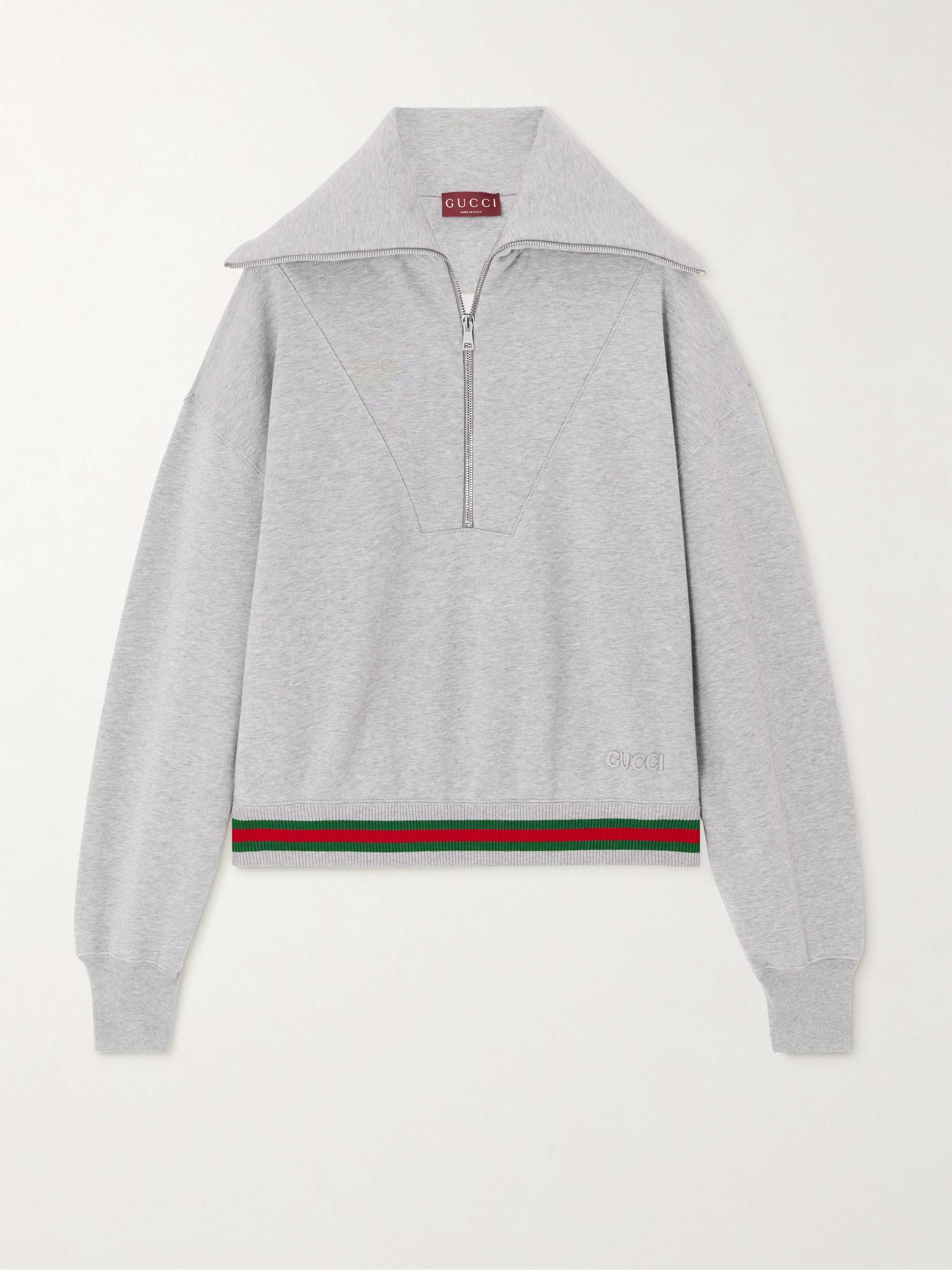 Appliquéd striped cotton-jersey half-zip sweatshirt view