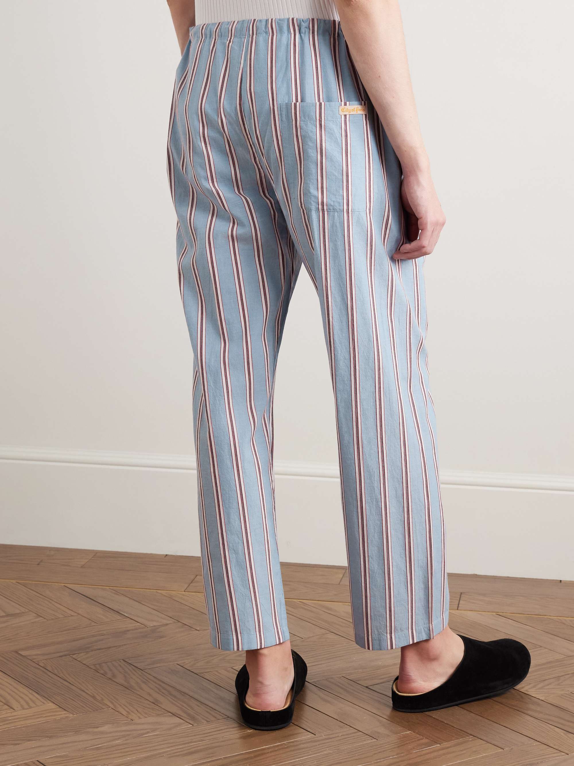 Regatta Straight-Leg Striped Cotton-Voile Drawstring Trousers view
