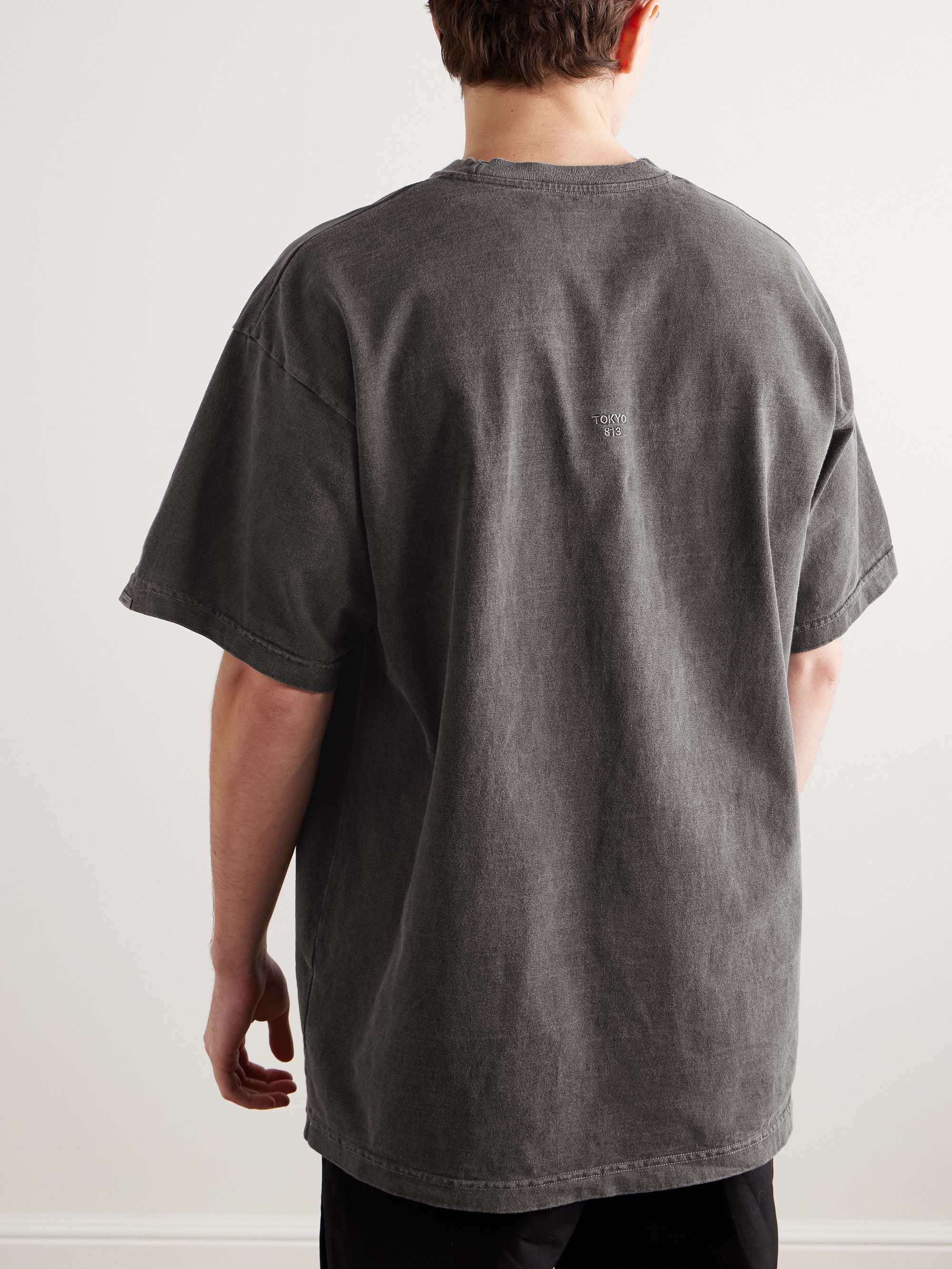 Logo-Appliquéd Garment-Dyed Printed Cotton-Jersey T-Shirt view