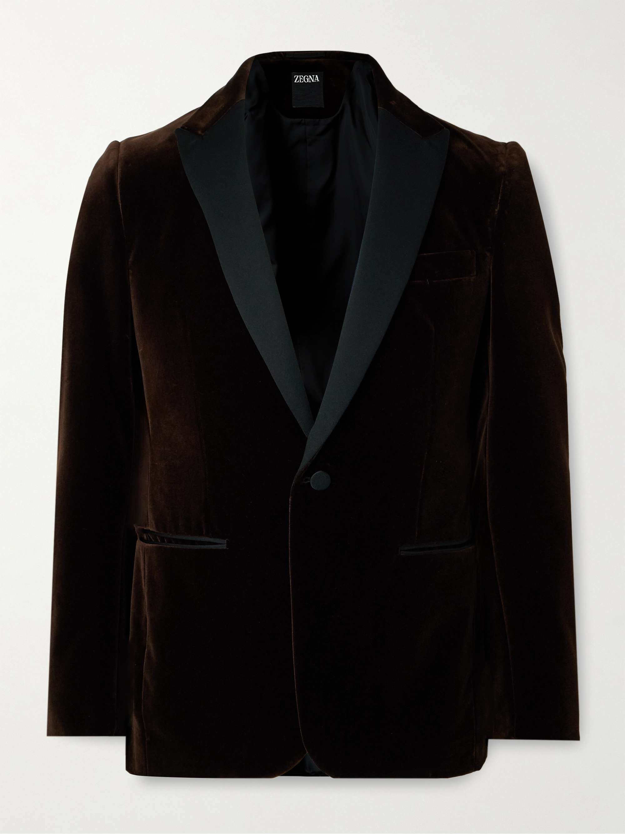 Satin-Trimmed Cotton-Velvet Tuxedo Jacket view