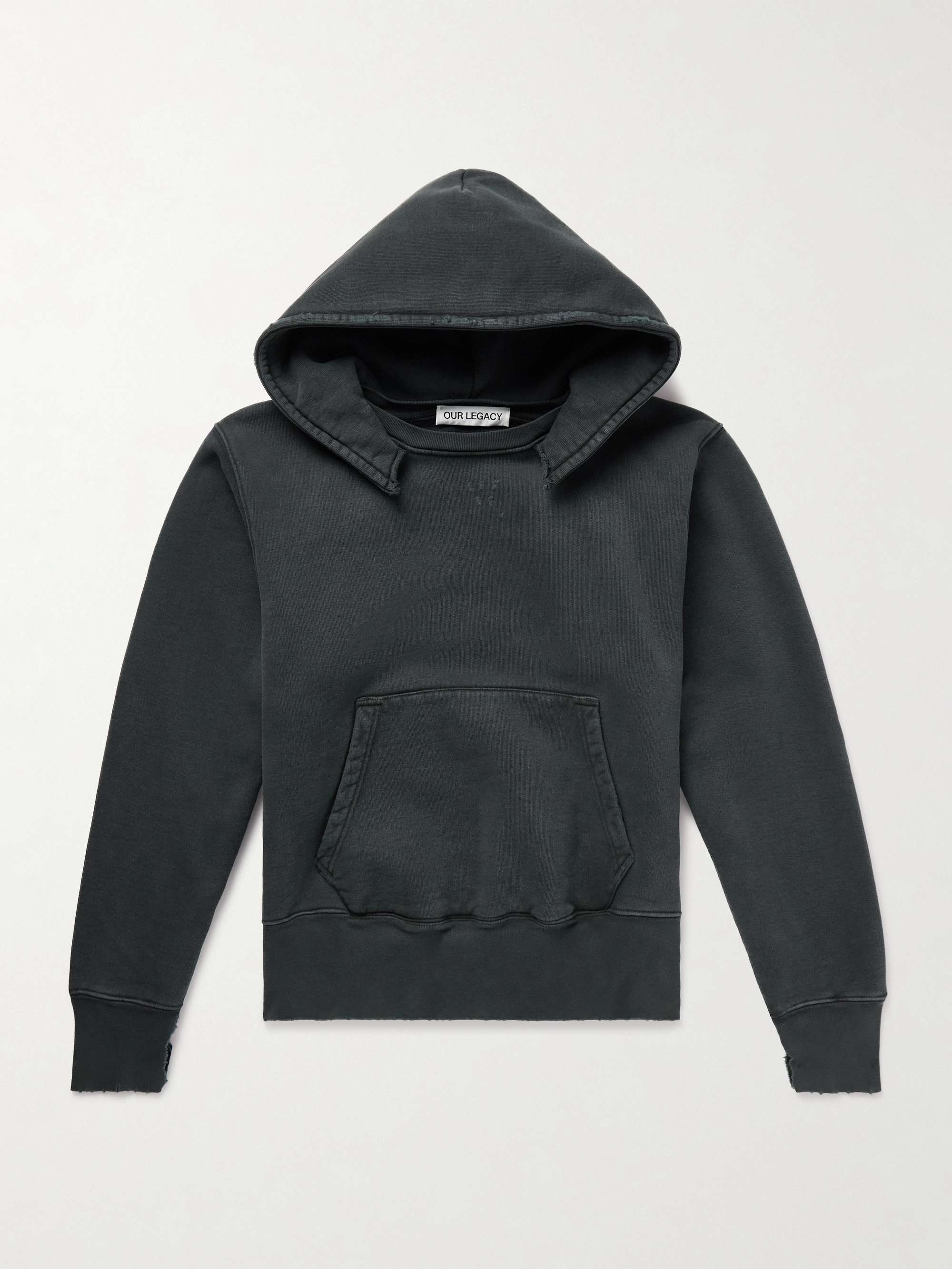 Relic Cropped Distressed Cotton-Jersey Hoodie view
