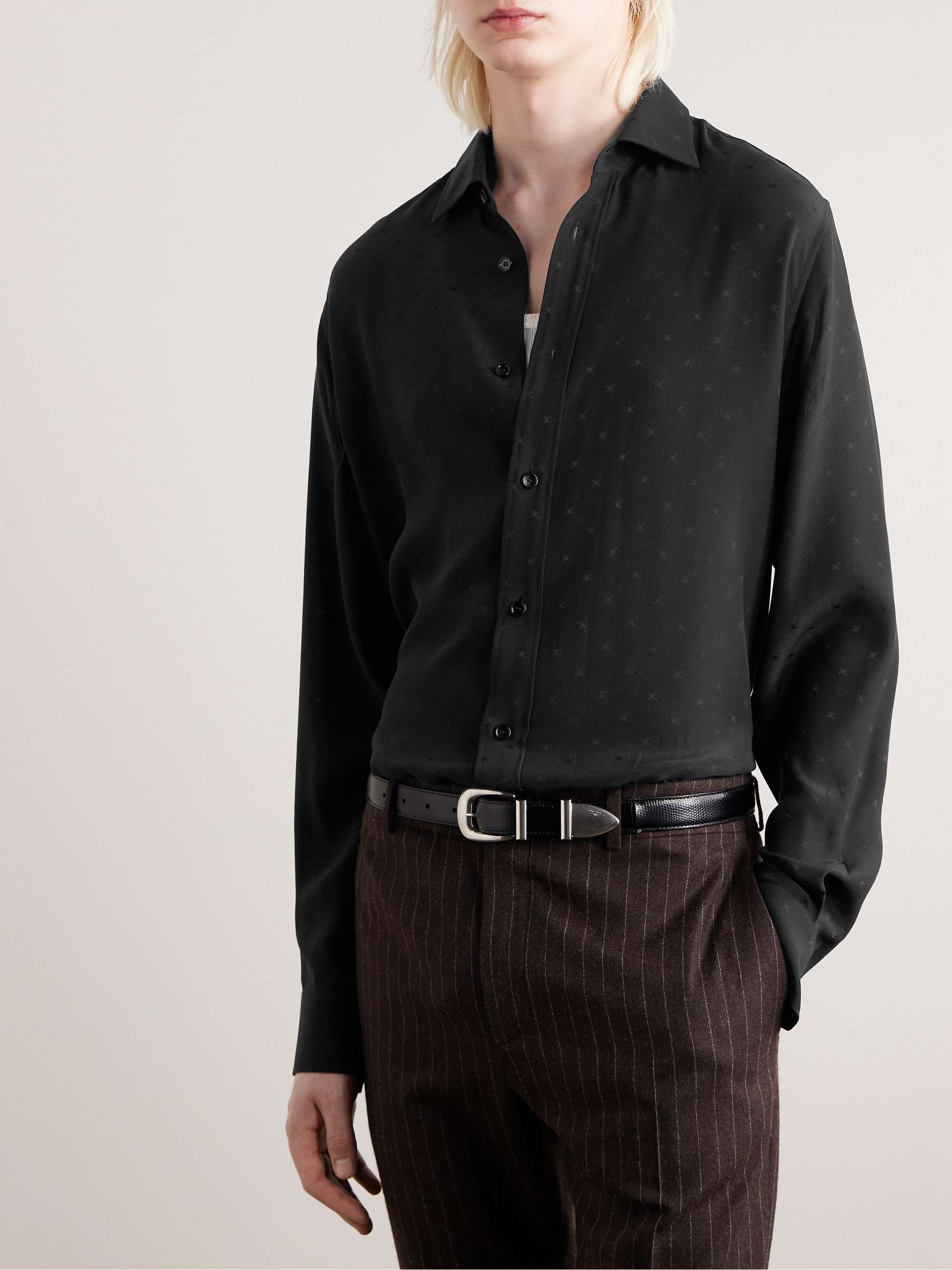 Silk-Satin Jacquard Shirt view