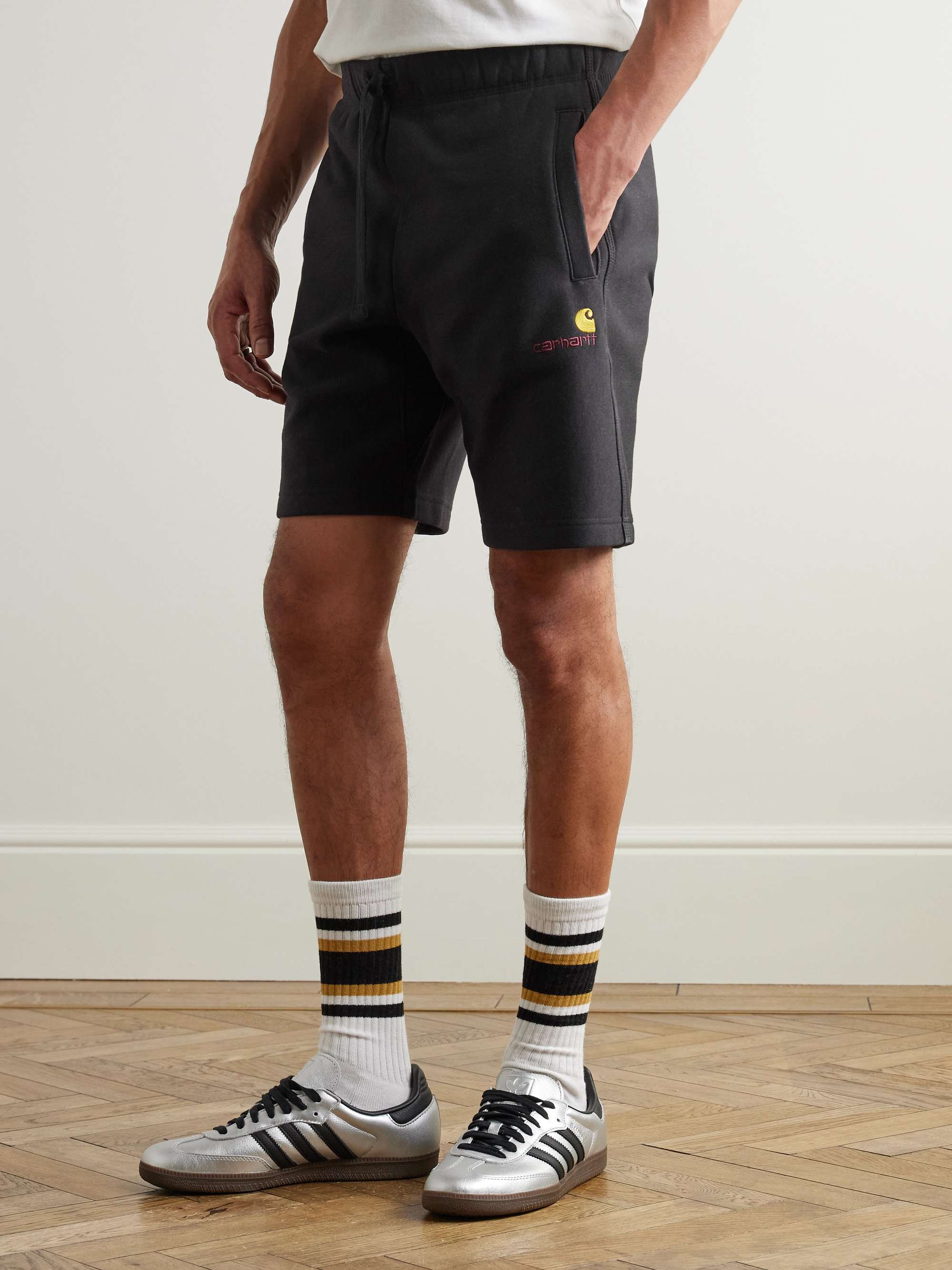 American Script Logo-Embroidered Cotton-Blend Jersey Drawstring Shorts view