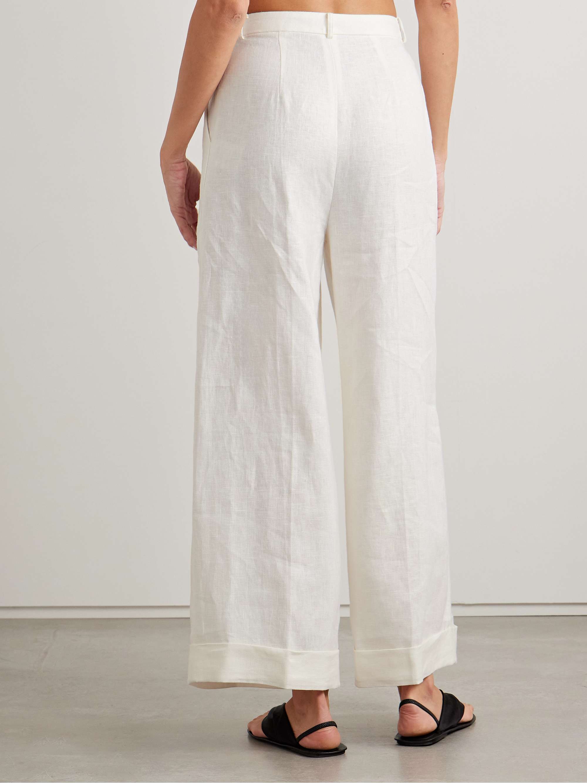 Clove pleated linen wide-leg pants view