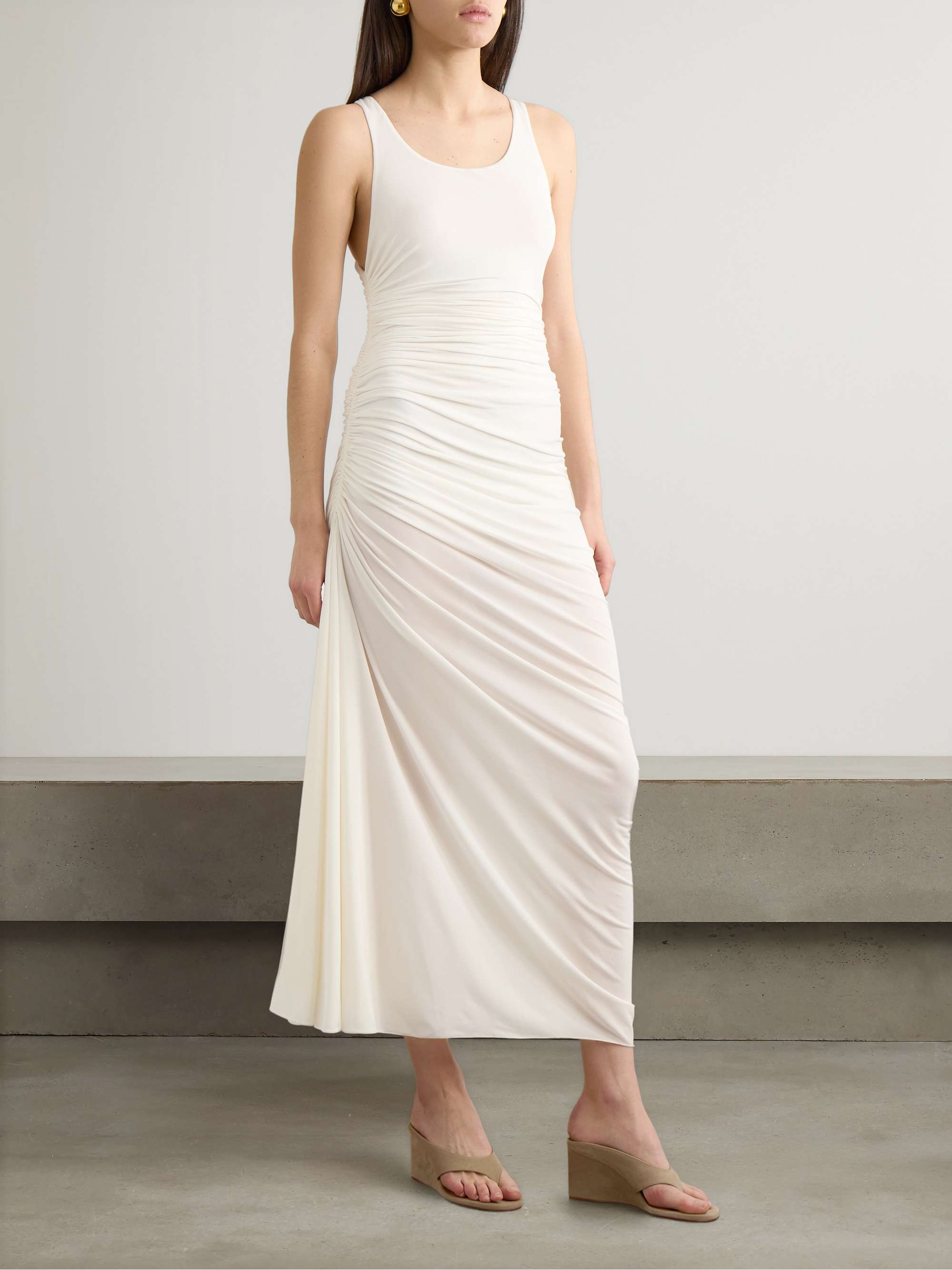 Gathered stretch-jersey midi dress view