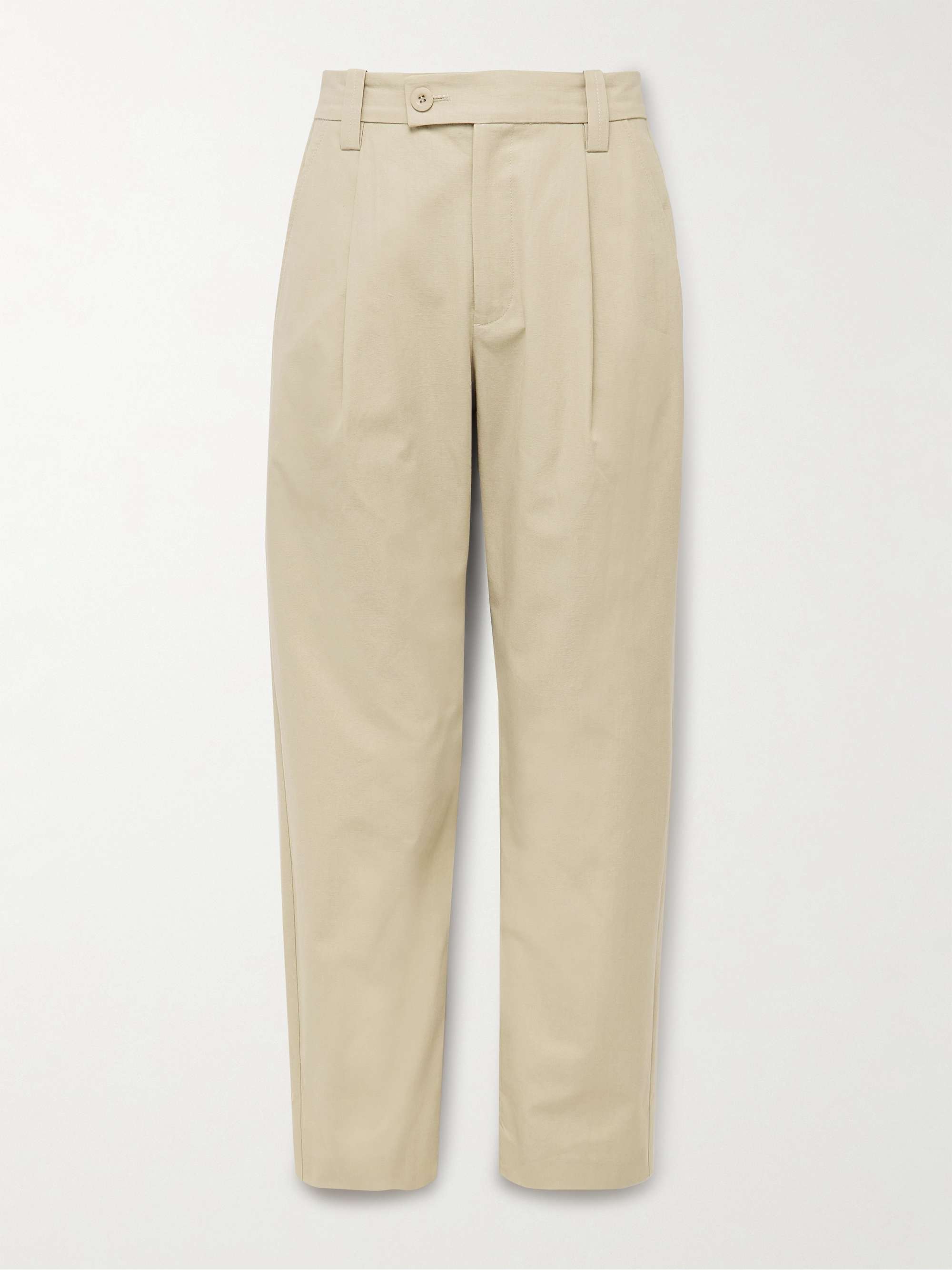 Renato Tapered Pleated Cotton Trousers view