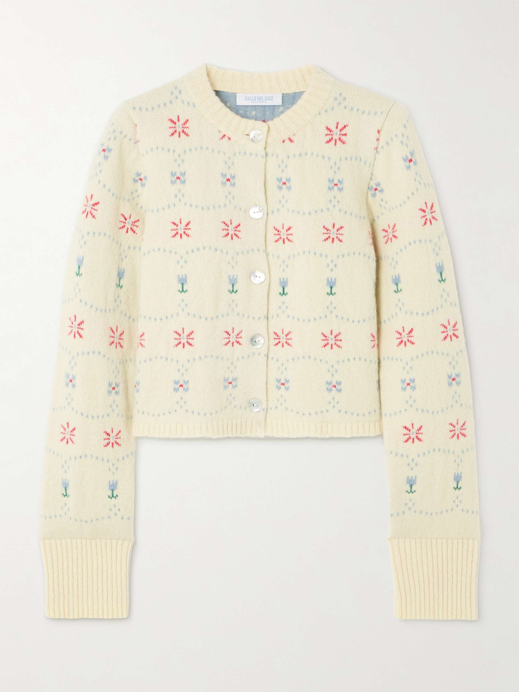 Cropped cashmere and silk-blend jacquard cardigan view